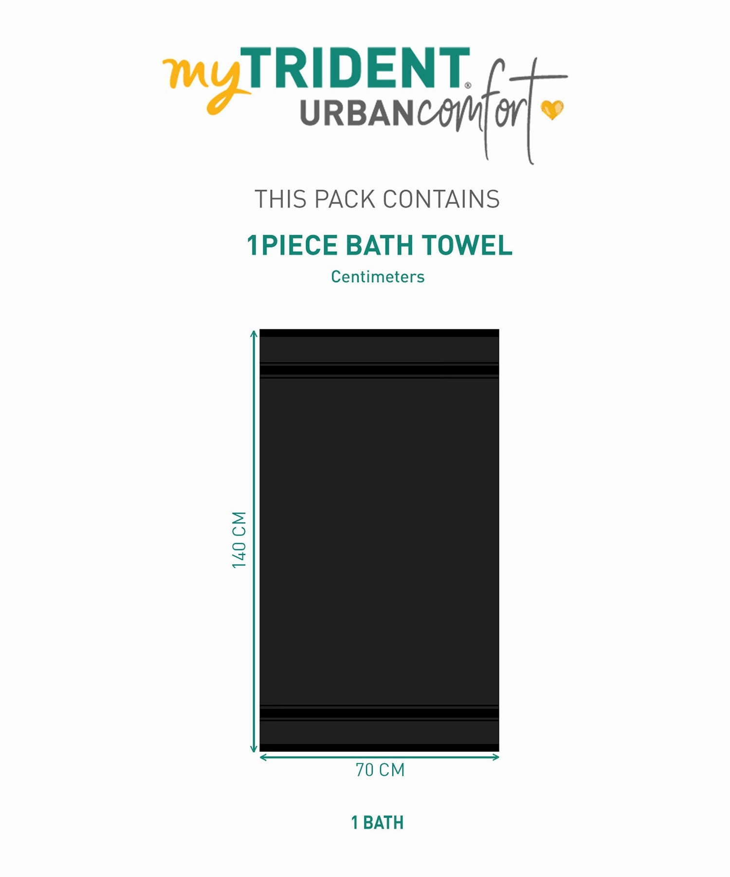 Urban Comfort, 450 GSM, Bath Towel, Black