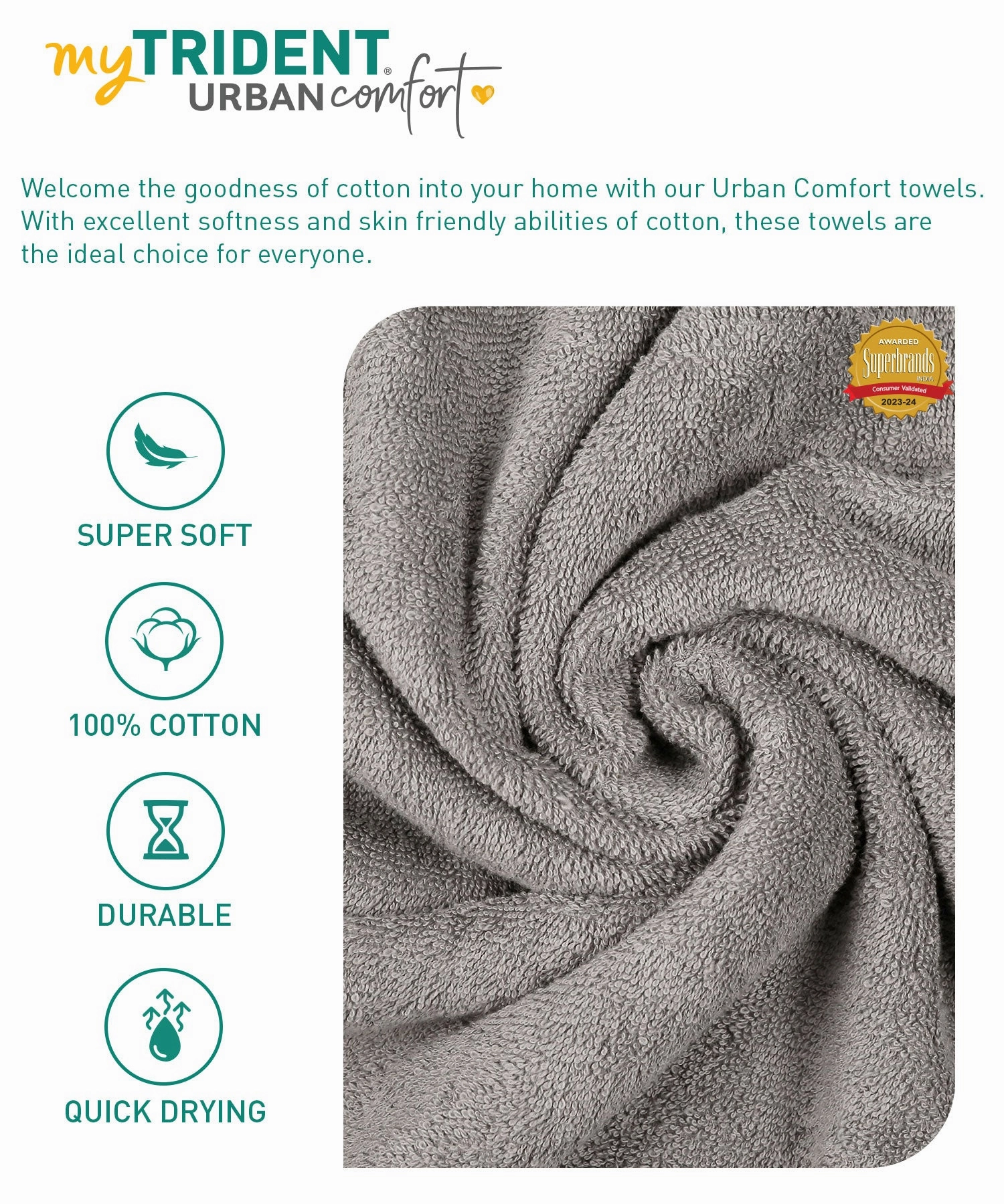 Urban Comfort, 450 GSM, Bath Towel, Charcoal