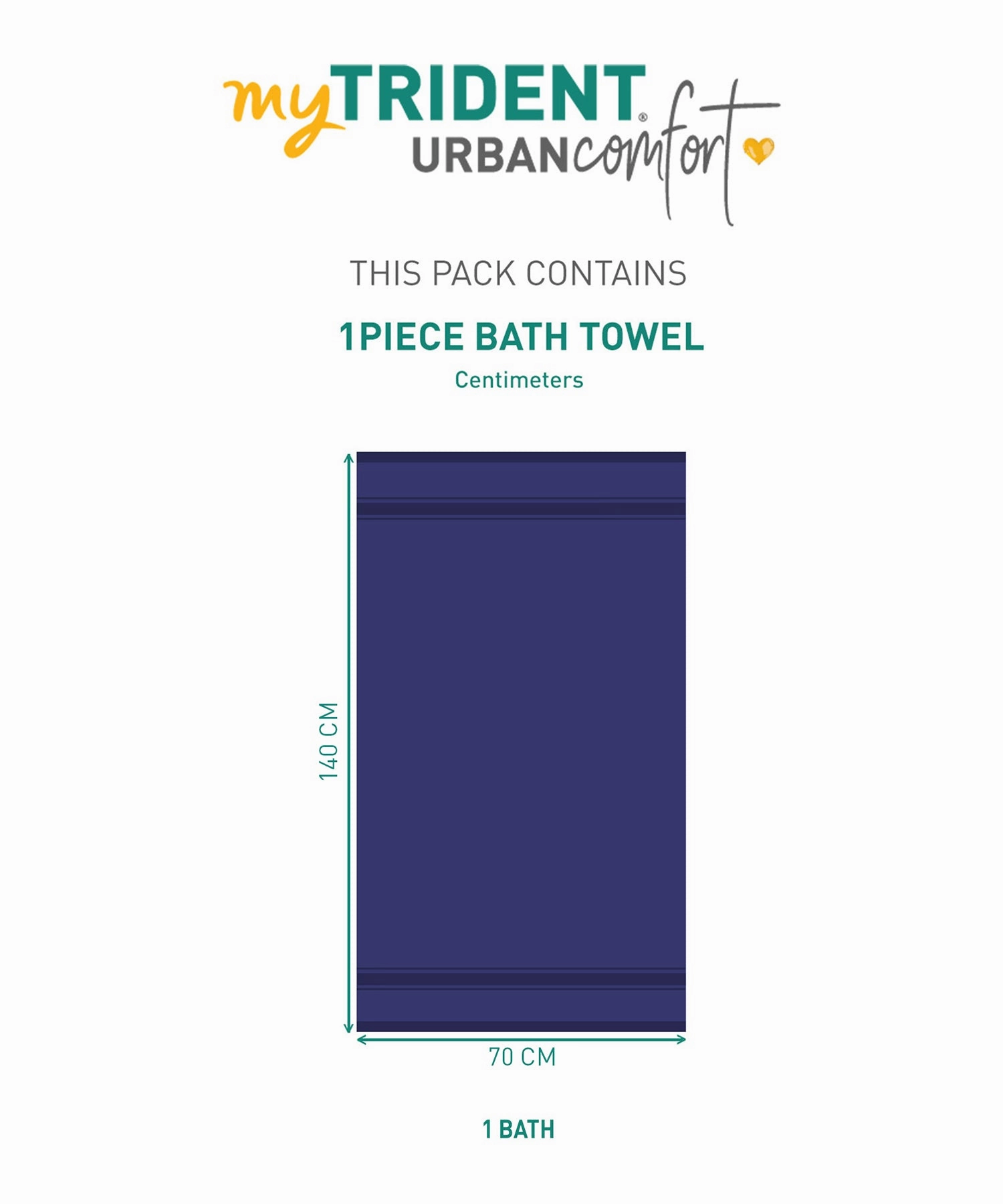Urban Comfort, 450 GSM, Bath Towel, New Navy