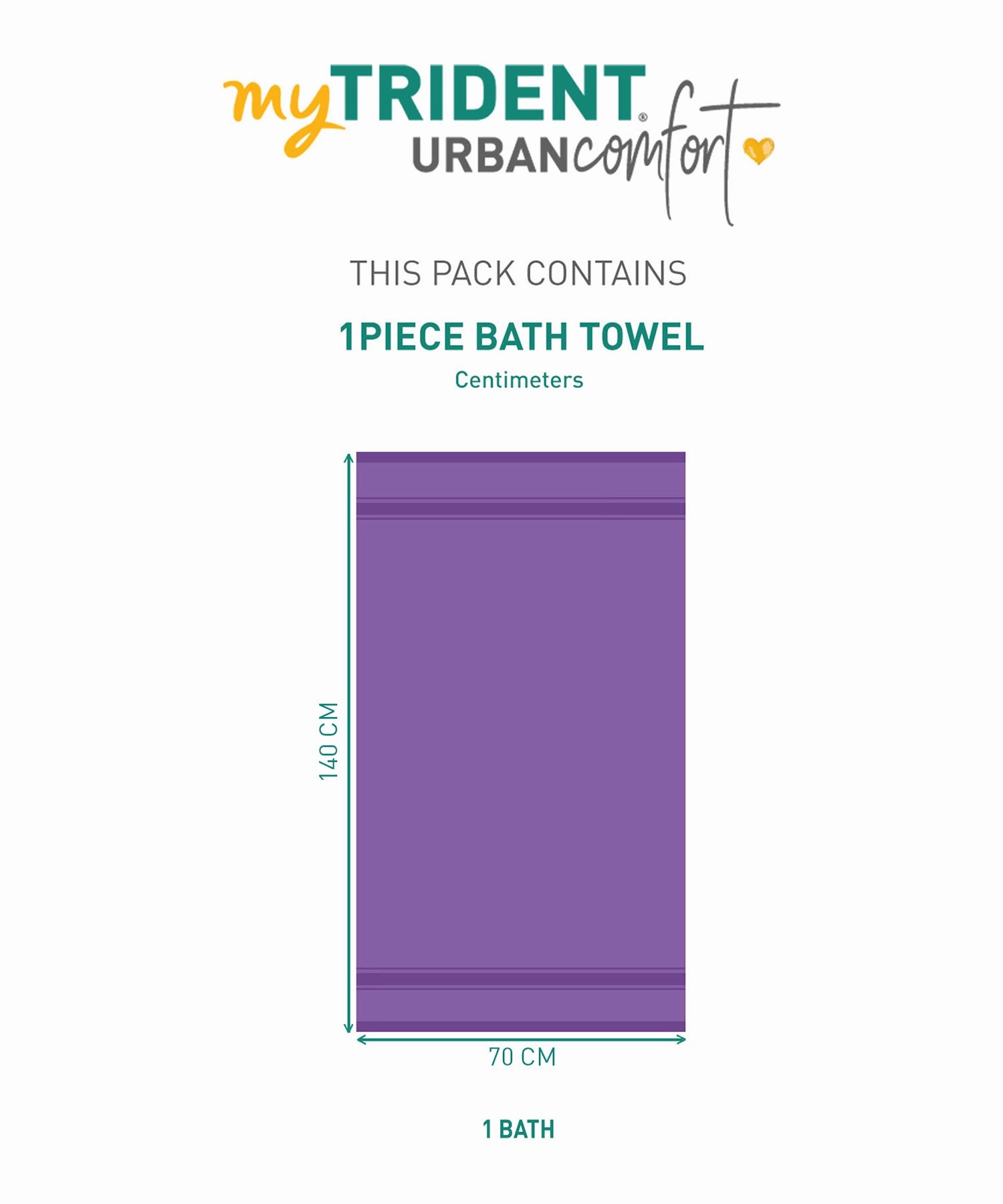 Urban Comfort, 450 GSM, Bath Towel, Purple