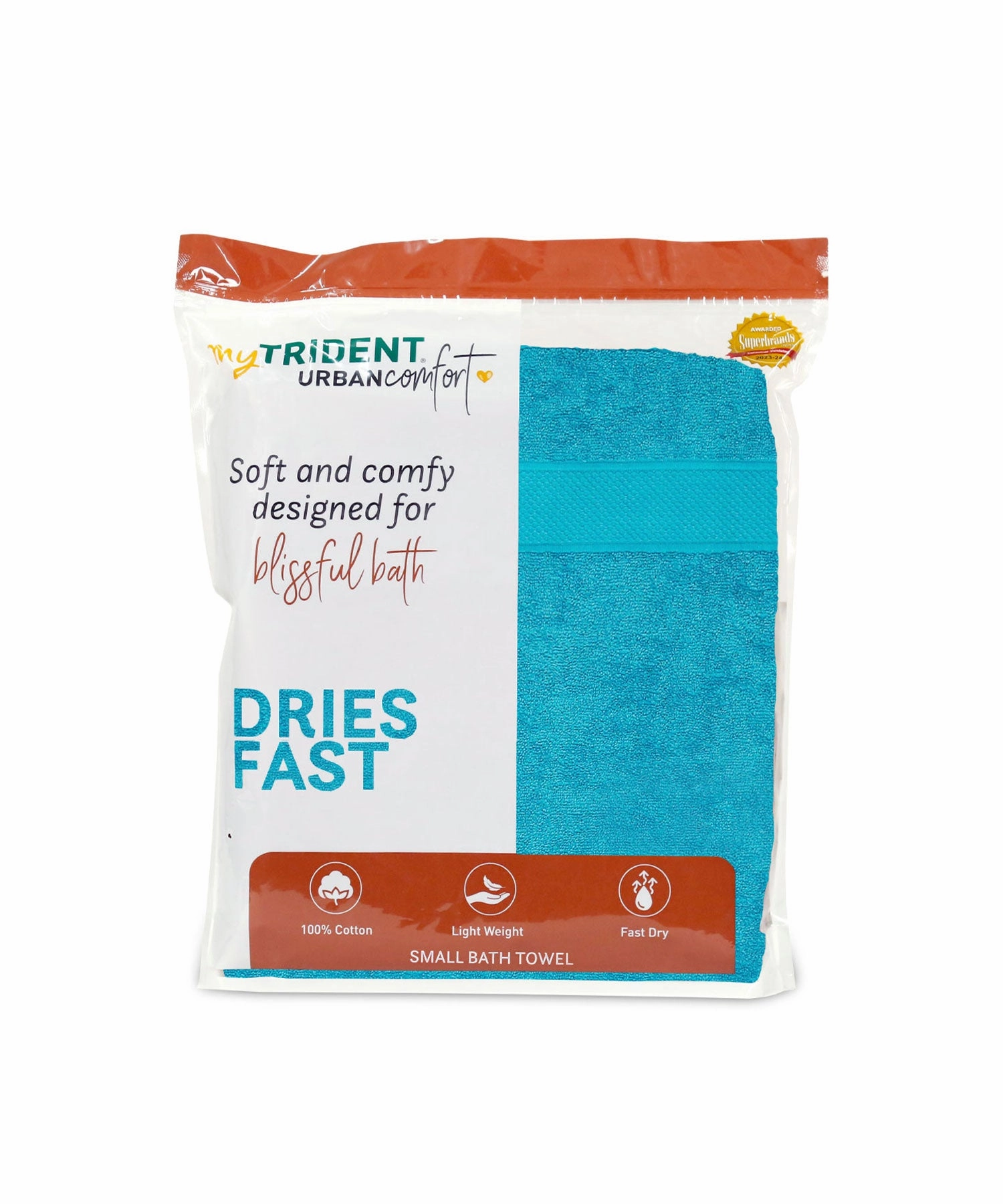Urban Comfort, 450 GSM, Bath Towel, Teal Sachet