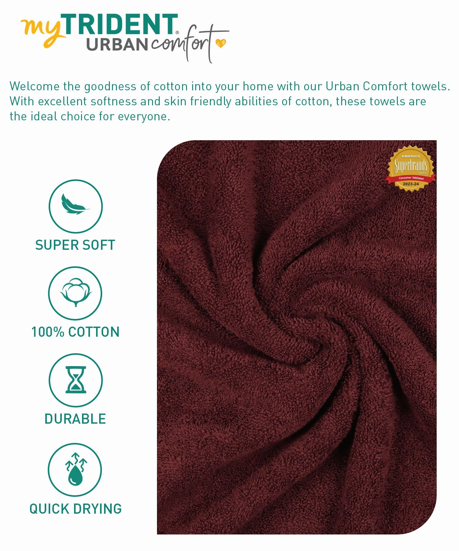 Urban Comfort, 450 GSM, Bath Towel, Wine Red