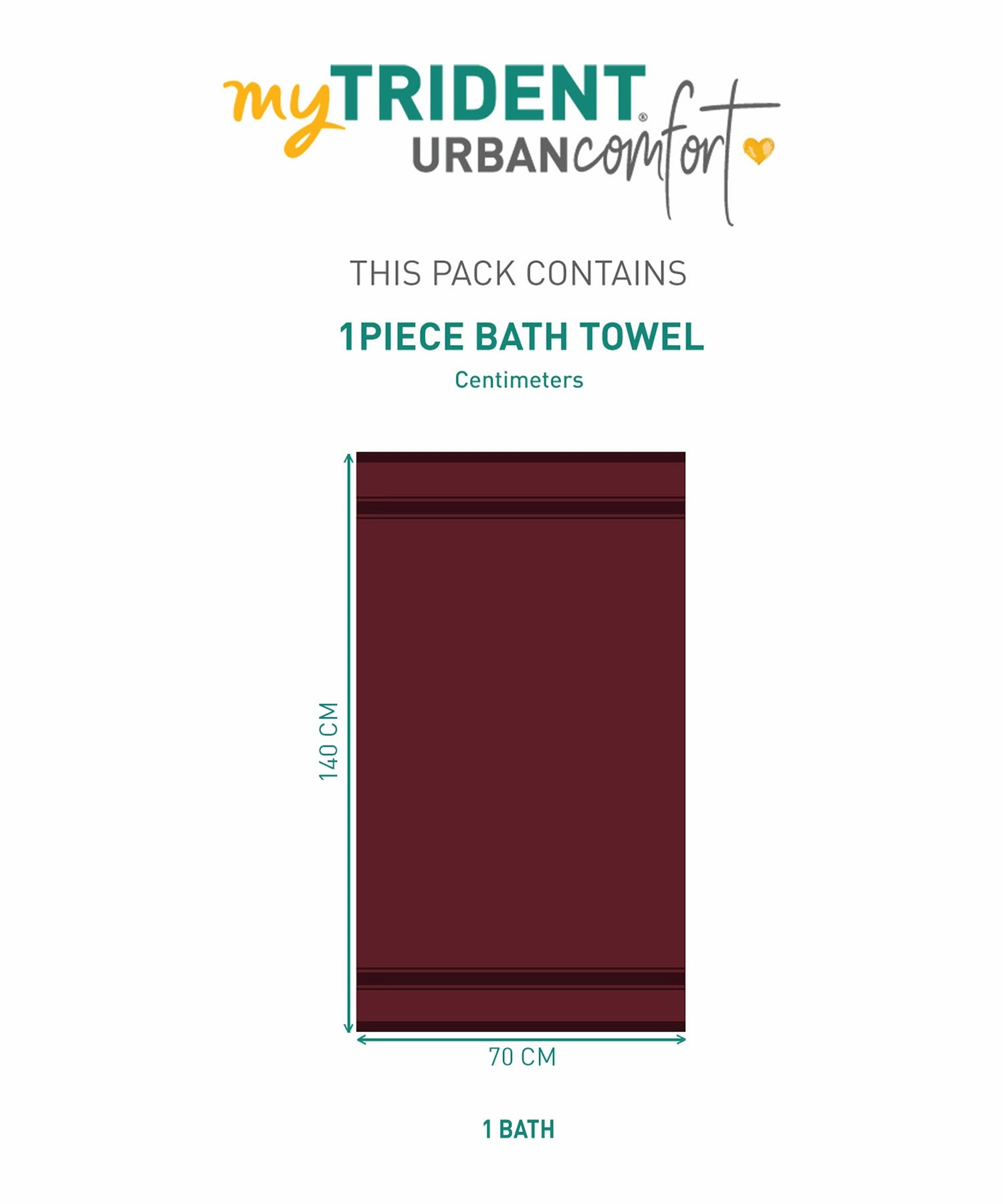 Urban Comfort, 450 GSM, Bath Towel, Wine Red