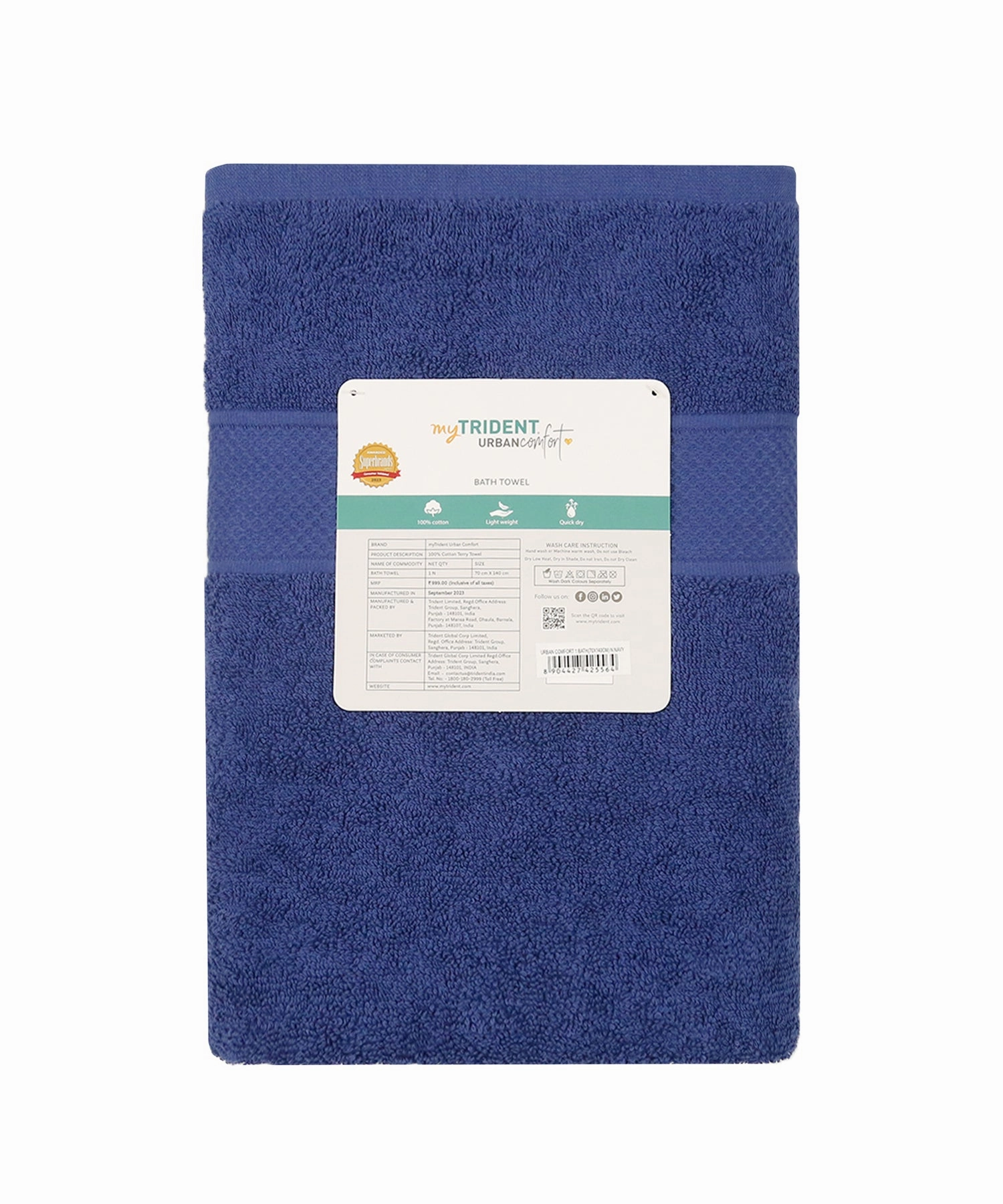 Urban Comfort New Navy Small Towel, 100% Cotton, Durable, Light Weight, Dry Fast