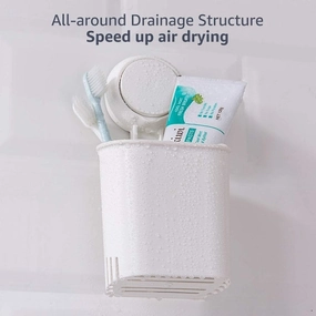 Urbanstrive Waterproof Suction Cup Toothbrush Holder Drill-Free Removable Bathroom Storage Organizer Caddy, White toothbrush holder,bathroom cup,bathroom organizer