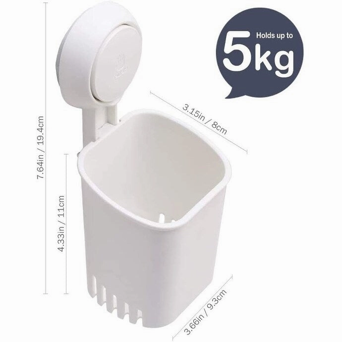 Urbanstrive Waterproof Suction Cup Toothbrush Holder Drill-Free Removable Bathroom Storage Organizer Caddy, White
