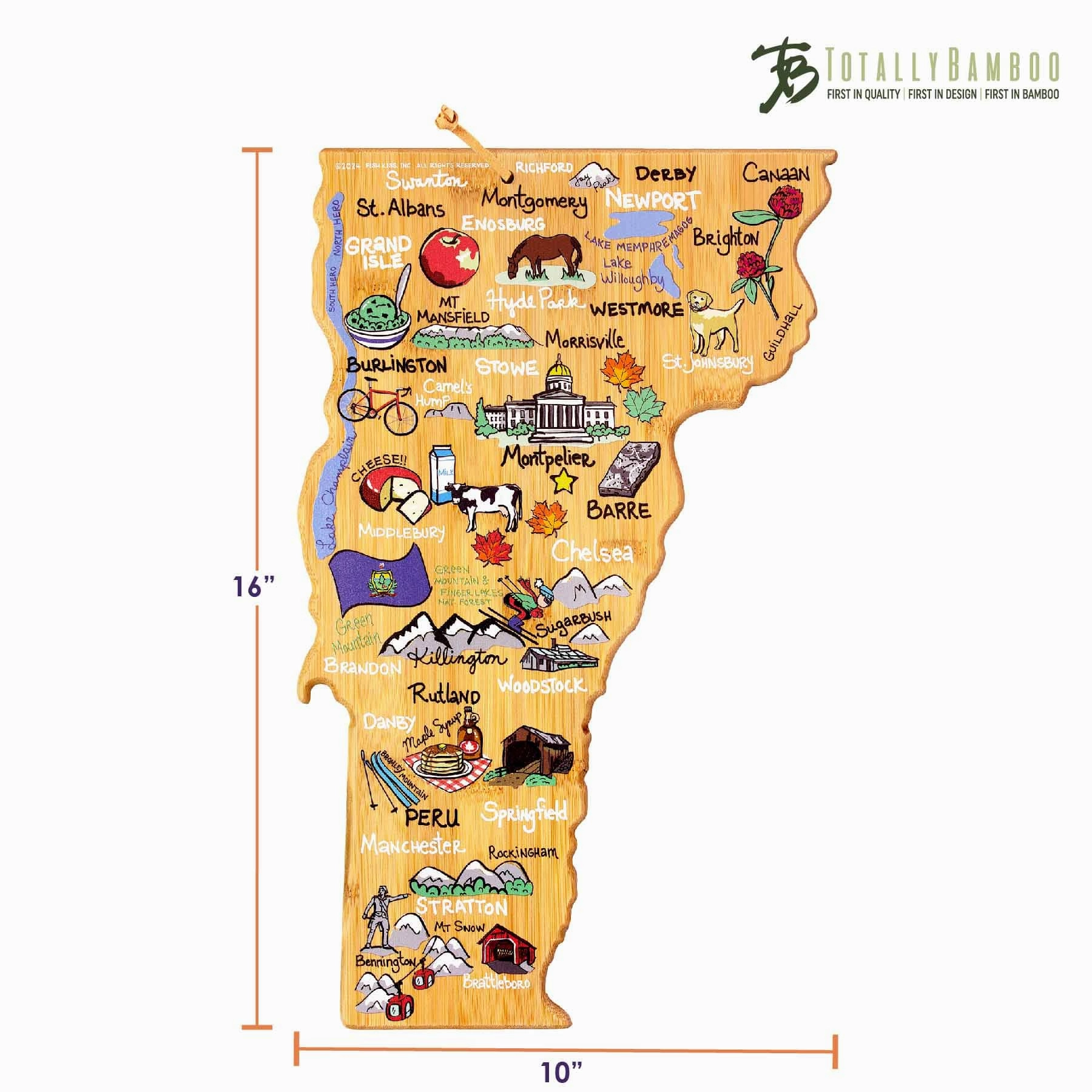 Vermont Cutting Board with Artwork by Fish Kiss