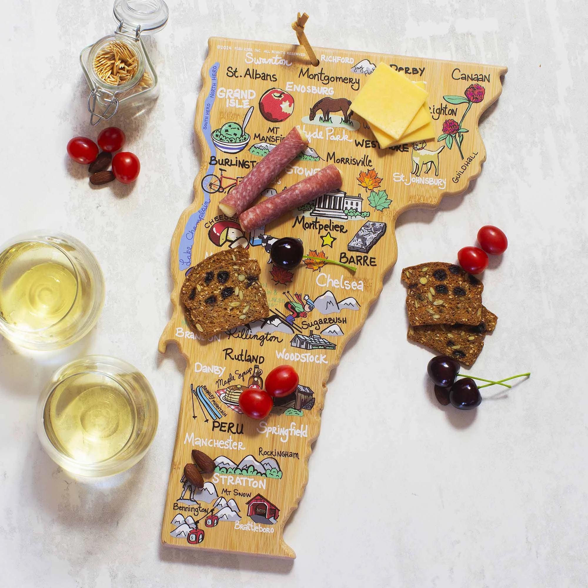 Vermont Cutting Board with Artwork by Fish Kiss