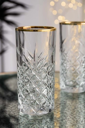 Vintage Cut Glass Hi Ball With Gold Rim kitchenware,kitchen essentials,cooking tools