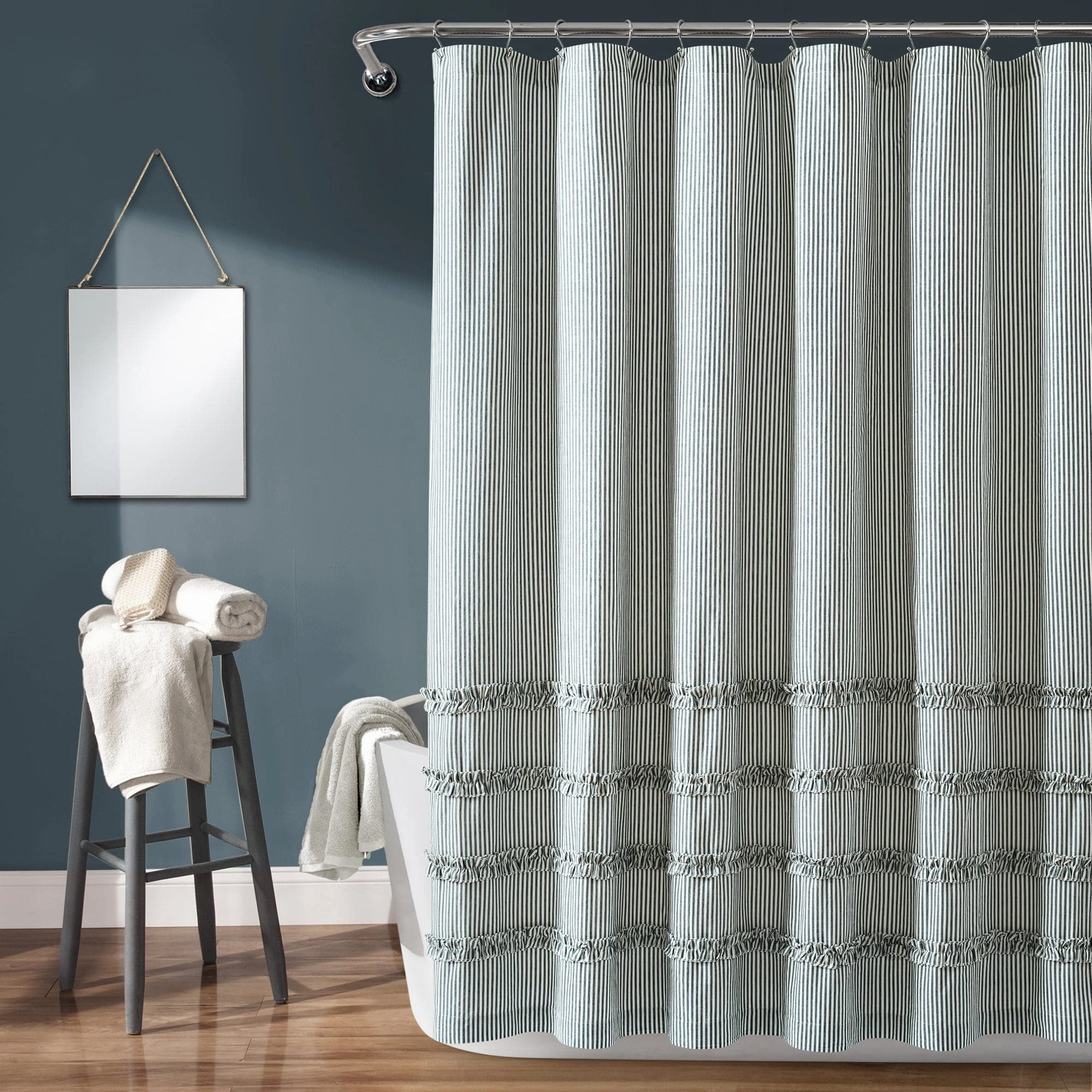 Vintage Stripe Yarn Dyed Shower Curtain shower curtain,bath curtain,bathroom decor