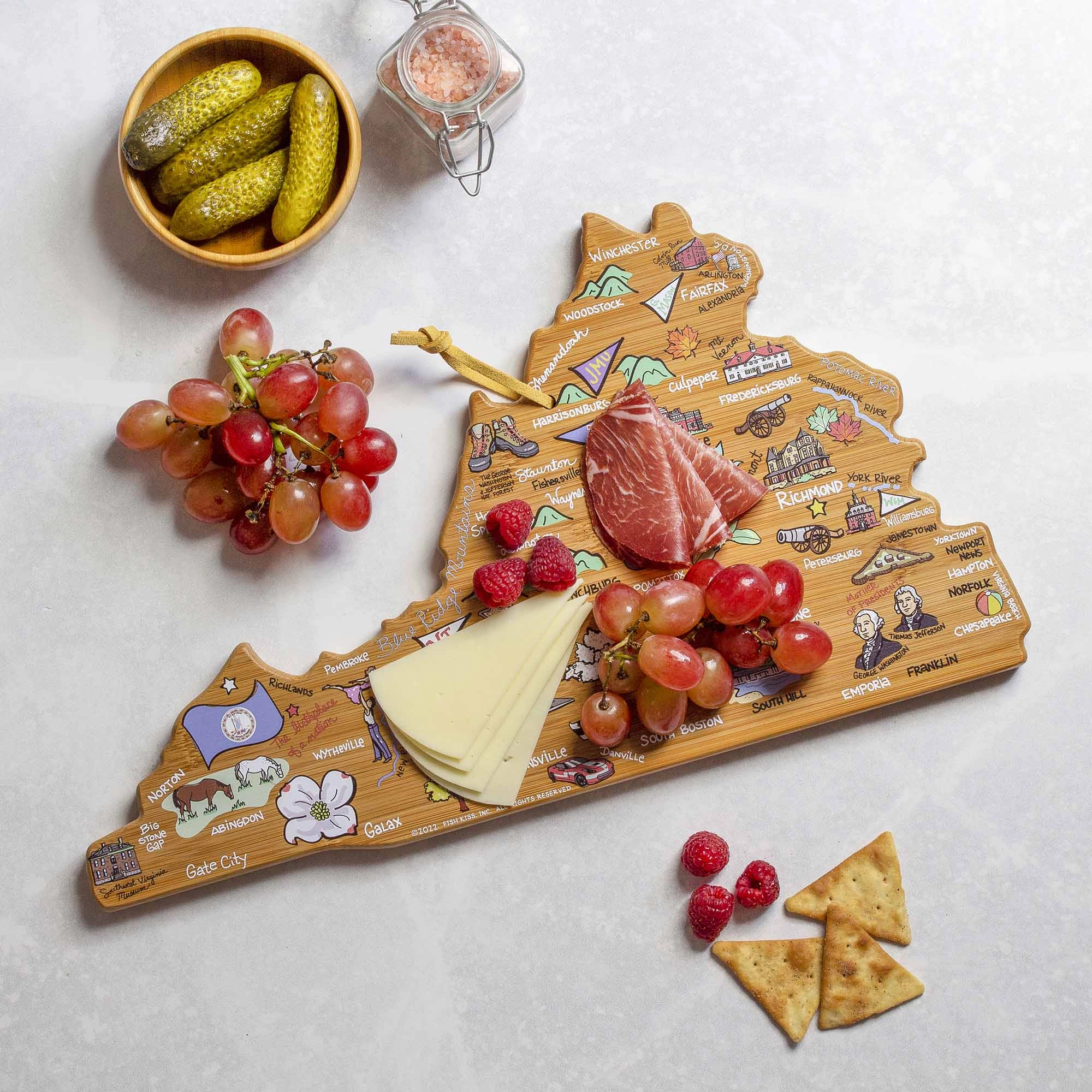 Virginia Cutting Board with Artwork by Fish Kiss