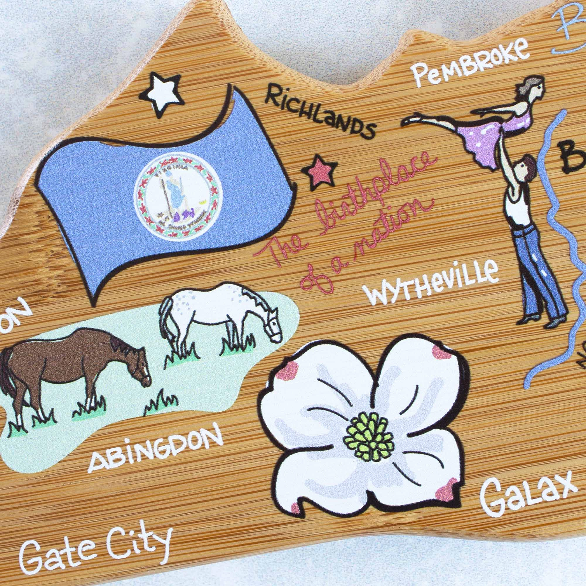 Virginia Cutting Board with Artwork by Fish Kiss