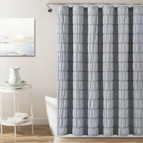 Waffle Stripe Woven Cotton Shower Curtain shower curtain,bath curtain,bathroom decor