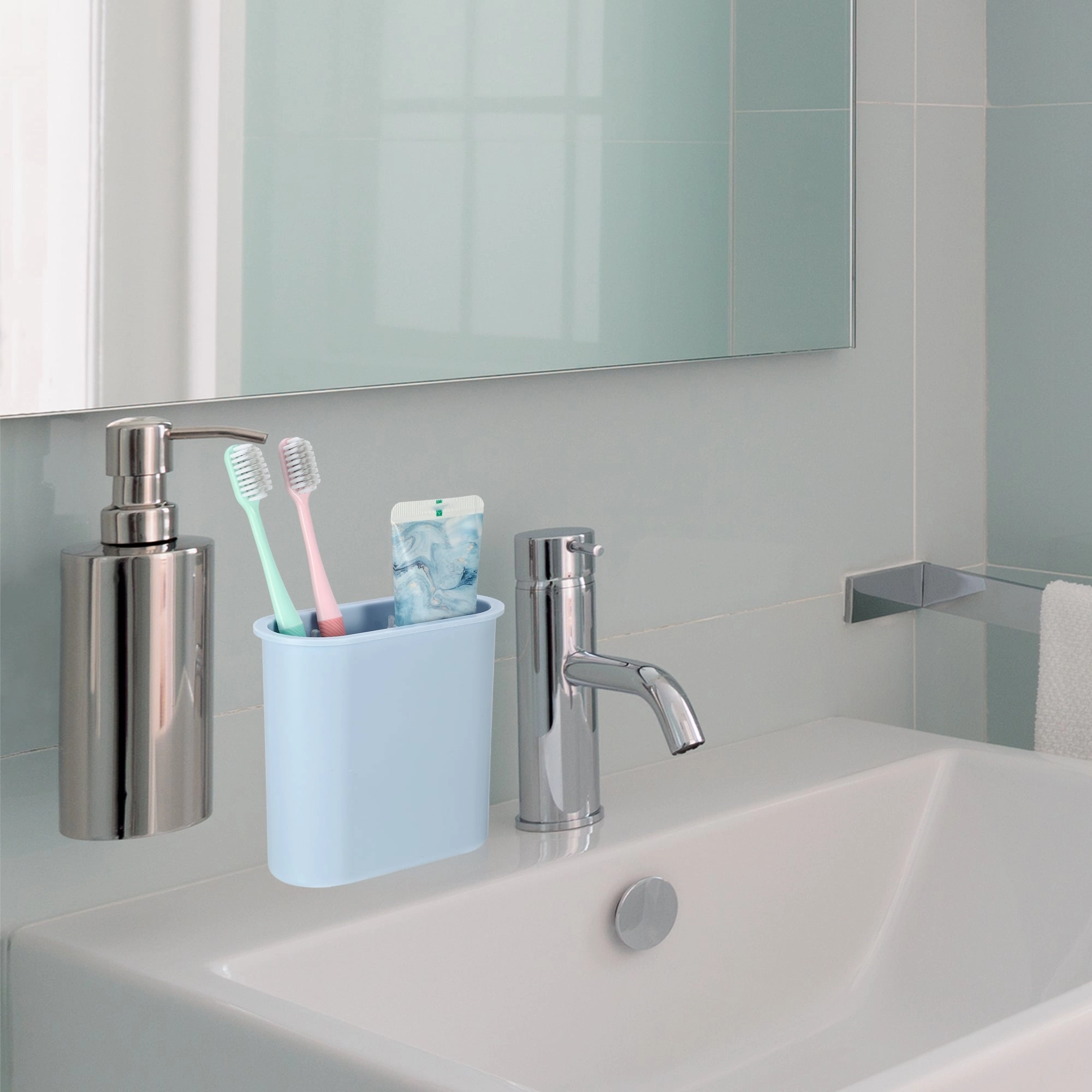 Wall Mount Toothbrush Holder Stand Self Adhesive Tooth Brush Holder for Toothbrush Toothpaste, 4.65"x2.13"x4.25"