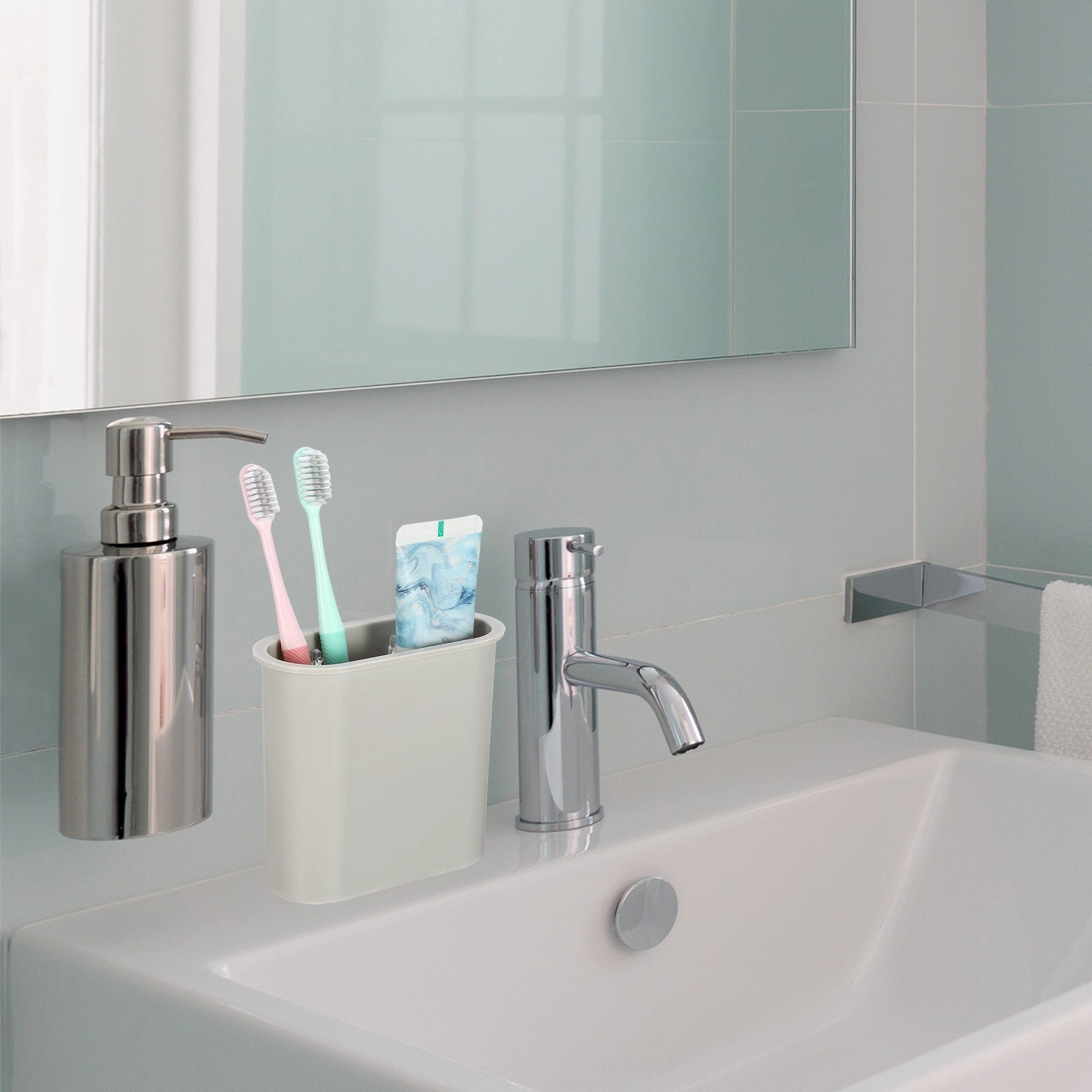 Wall Mount Toothbrush Holder Stand Self Adhesive Tooth Brush Holder for Toothbrush Toothpaste, 4.65"x2.13"x4.25"