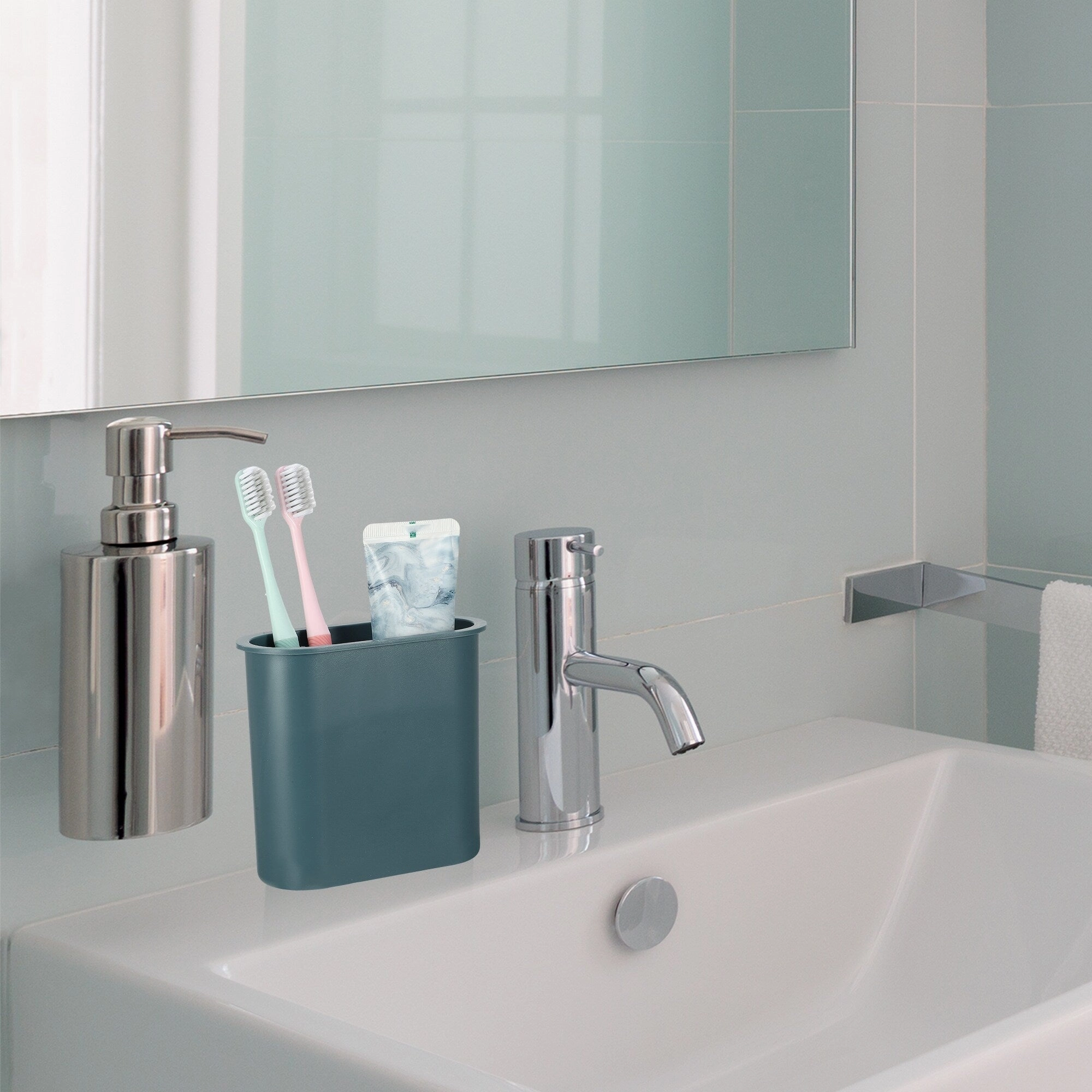 Wall Mount Toothbrush Holder Stand Self Adhesive Tooth Brush Holder for Toothbrush Toothpaste, 4.65"x2.13"x4.25"