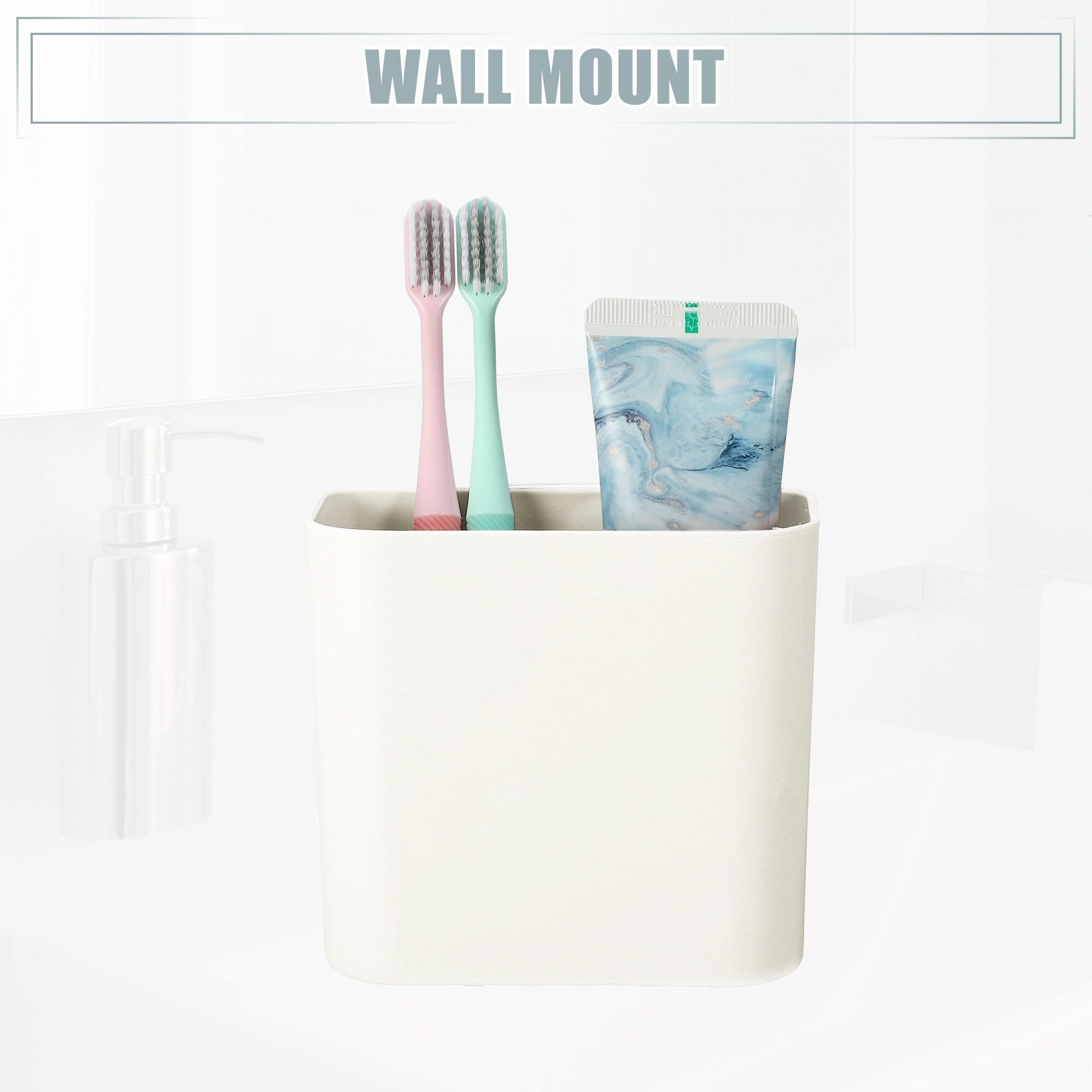 Wall Mount Toothbrush Holder Stand Self Adhesive Tooth Brush Holder for Toothbrush Toothpaste, 4.65"x2.48"x4.25"