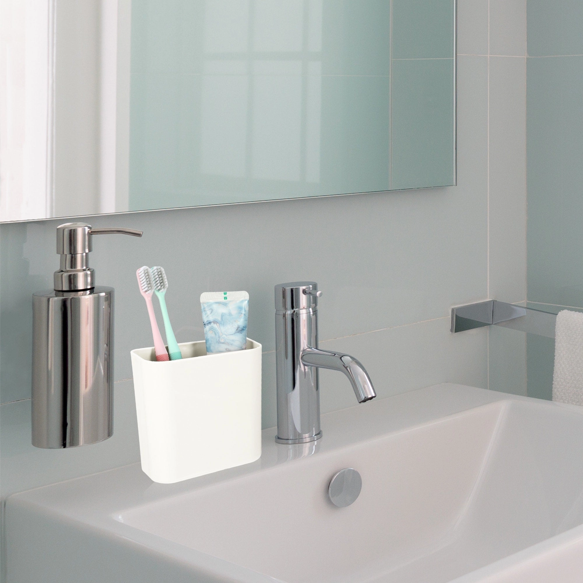 Wall Mount Toothbrush Holder Stand Self Adhesive Tooth Brush Holder for Toothbrush Toothpaste, 4.65"x2.48"x4.25"