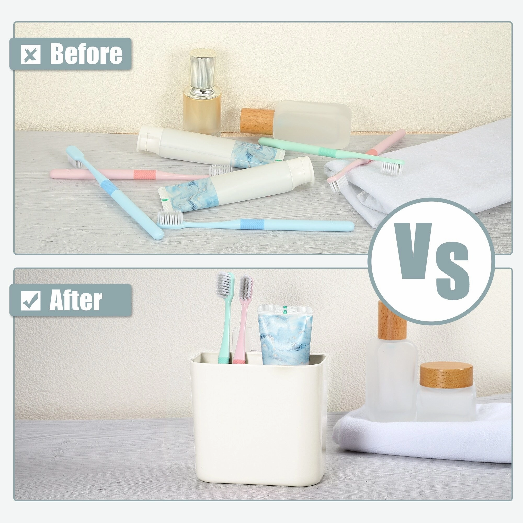 Wall Mount Toothbrush Holder Stand Self Adhesive Tooth Brush Holder for Toothbrush Toothpaste, 4.65"x2.48"x4.25"