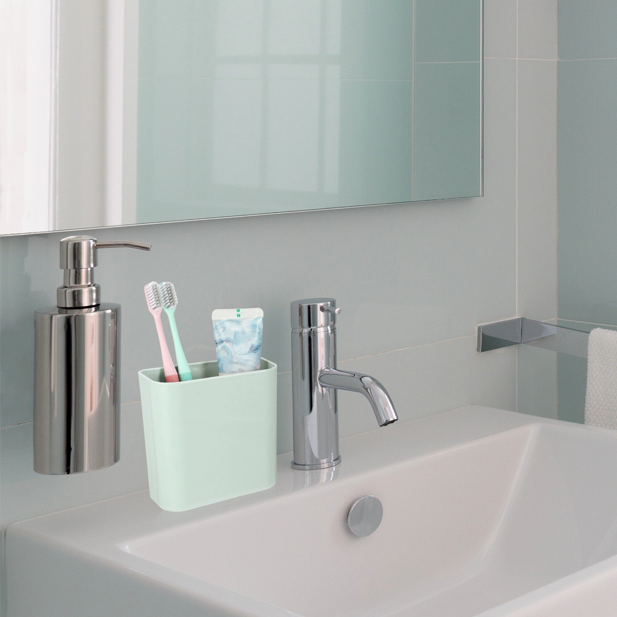 Wall Mount Toothbrush Holder Stand Self Adhesive Tooth Brush Holder for Toothbrush Toothpaste, 4.65"x2.48"x4.25"