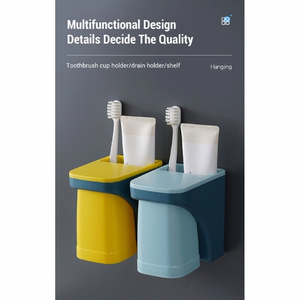 Wall-Mounted Magnetic Toothbrush and Cup Holder