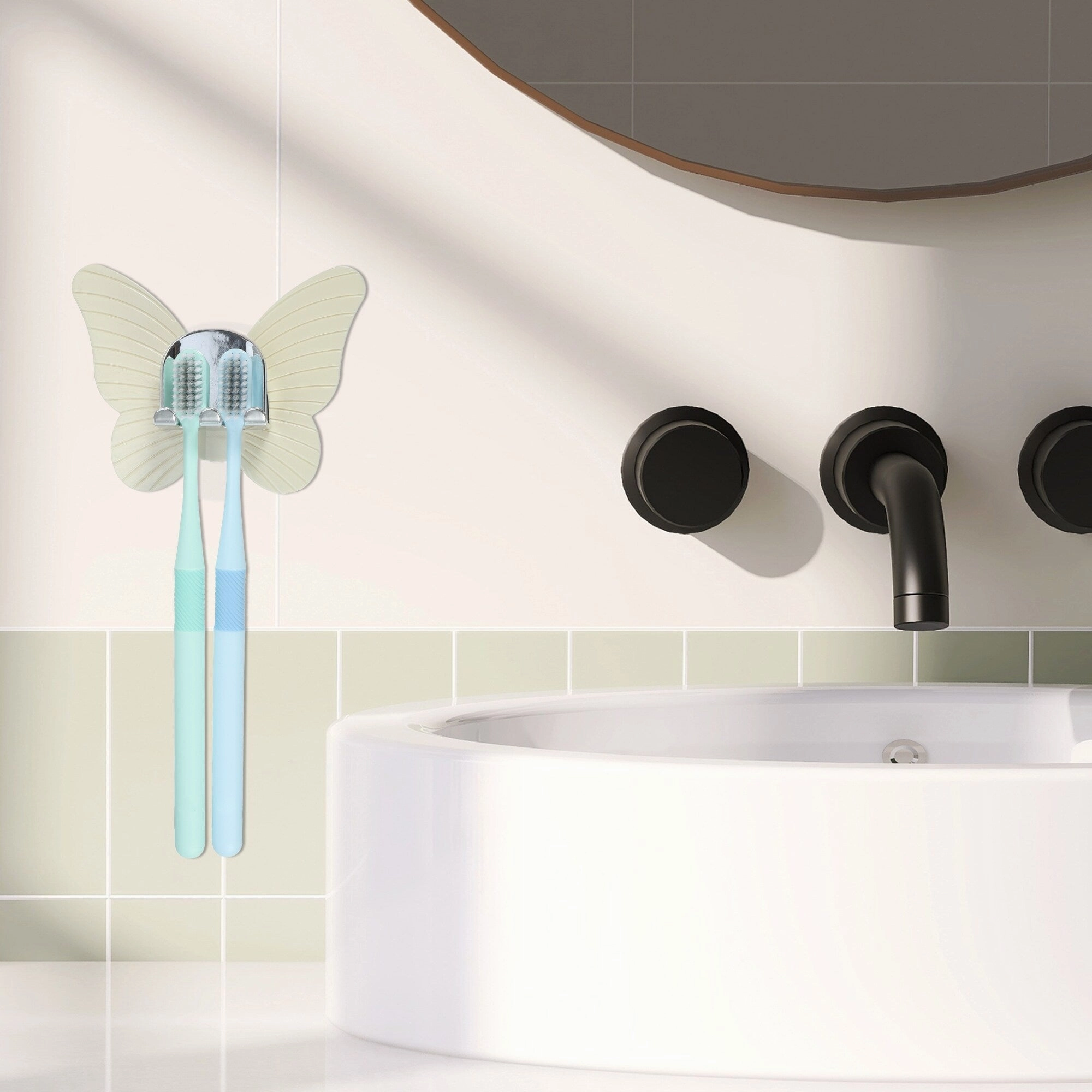 Wall Mounted Toothbrush Holder, Wall Toothbrush Holder for Bathrooms, Cute Hanging Toothbrush Holder, 4.33"x3.35"