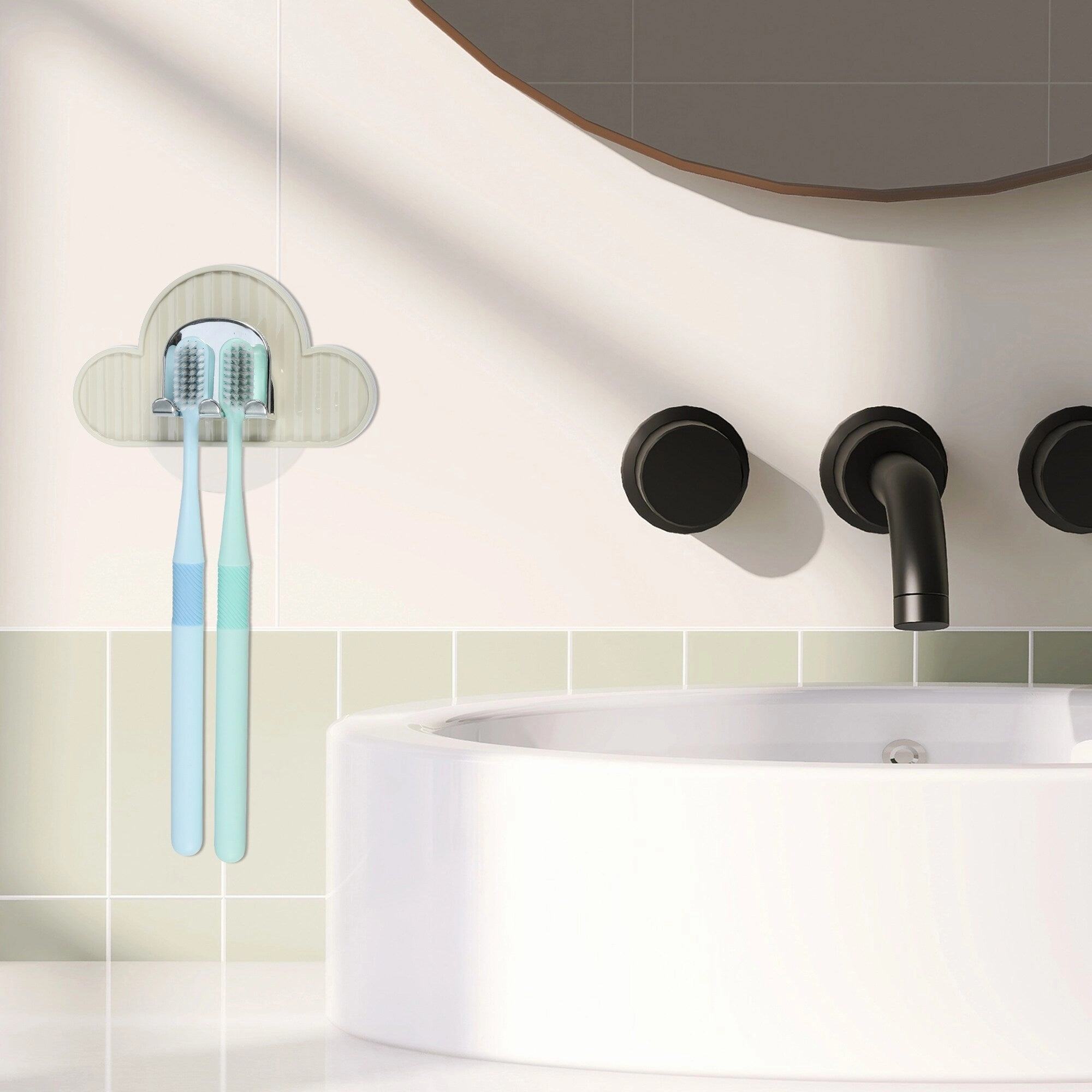 Wall Mounted Toothbrush Holder, Wall Toothbrush Holder for Bathrooms, Hanging Toothbrush Holder, 4.33"x2.56"