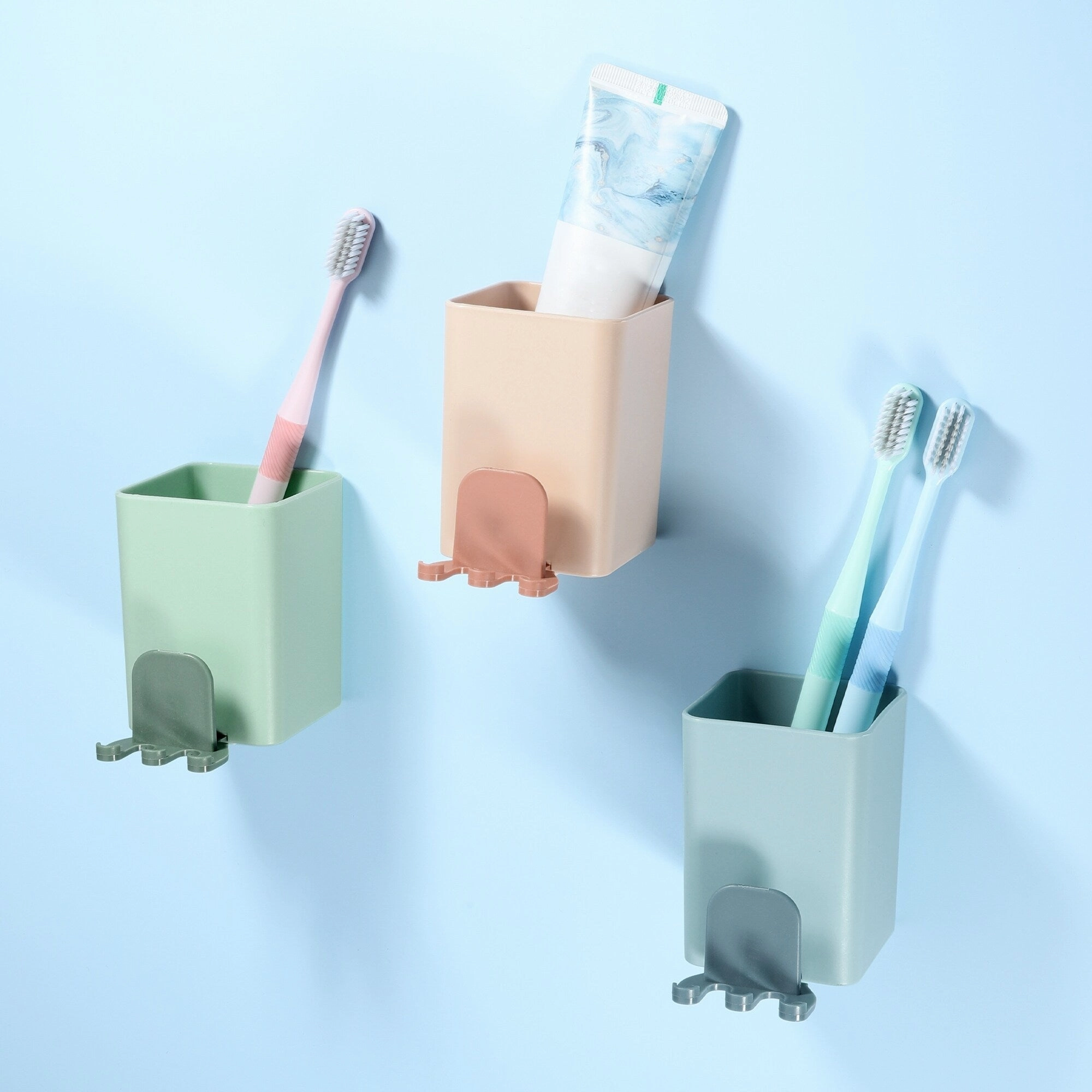 Wall Mounted Toothbrush Holders, Wall Mounted Toothbrush Storage 2.45"x2.45"x3.39"
