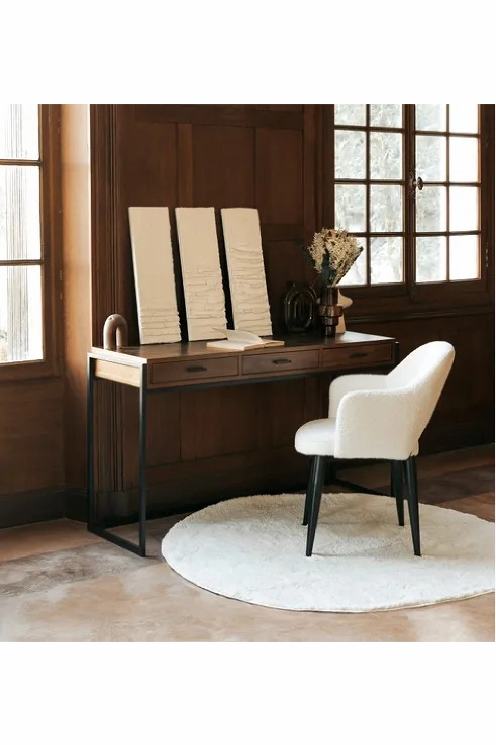 Walnut 3-Drawer Desk | NV Gallery Bruce