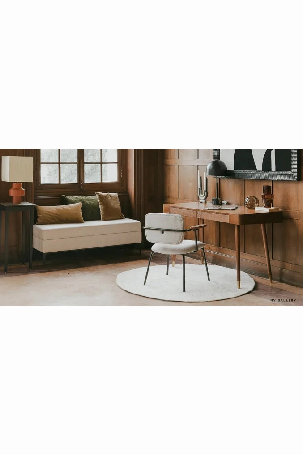 Walnut Wood 2-Drawer Desk | NV Gallery Vinyle