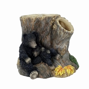 Warm Cozy Bears Toothbrush Holder - Brown - 4.5x4 toothbrush holder,bathroom cup,bathroom organizer