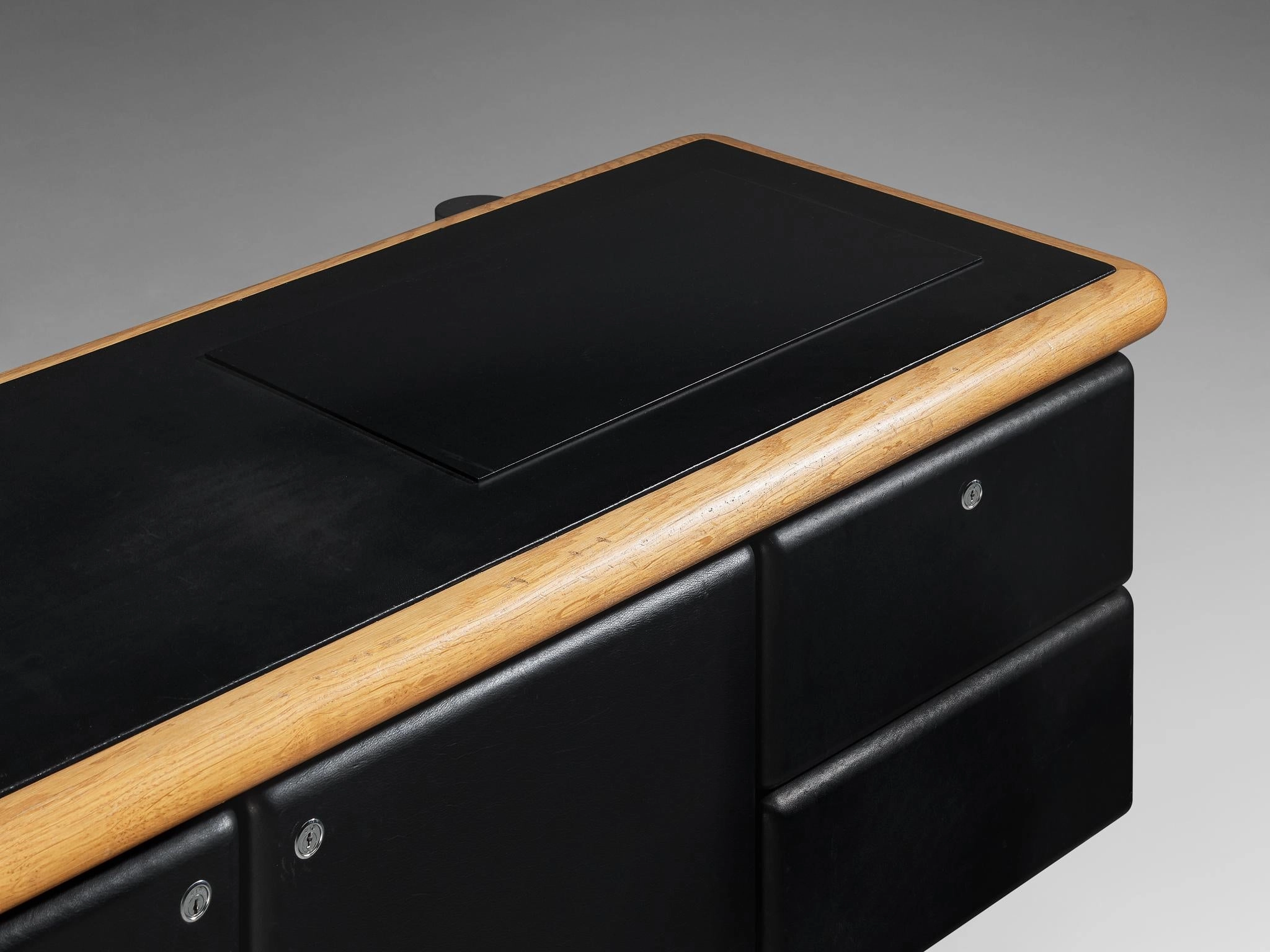 Warren Platner for Knoll Sideboard in Original Black Leather