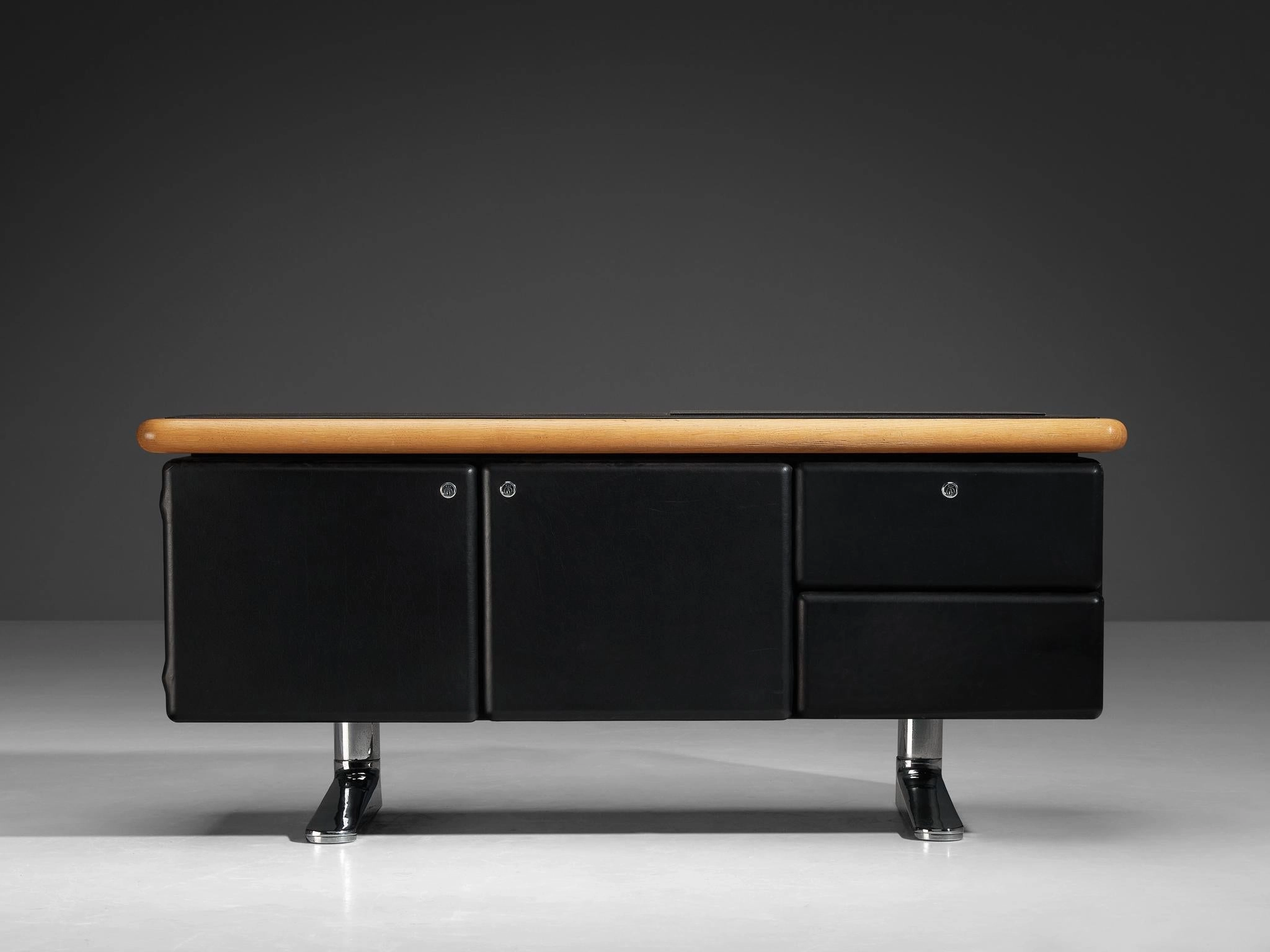 Warren Platner for Knoll Sideboard in Original Black Leather