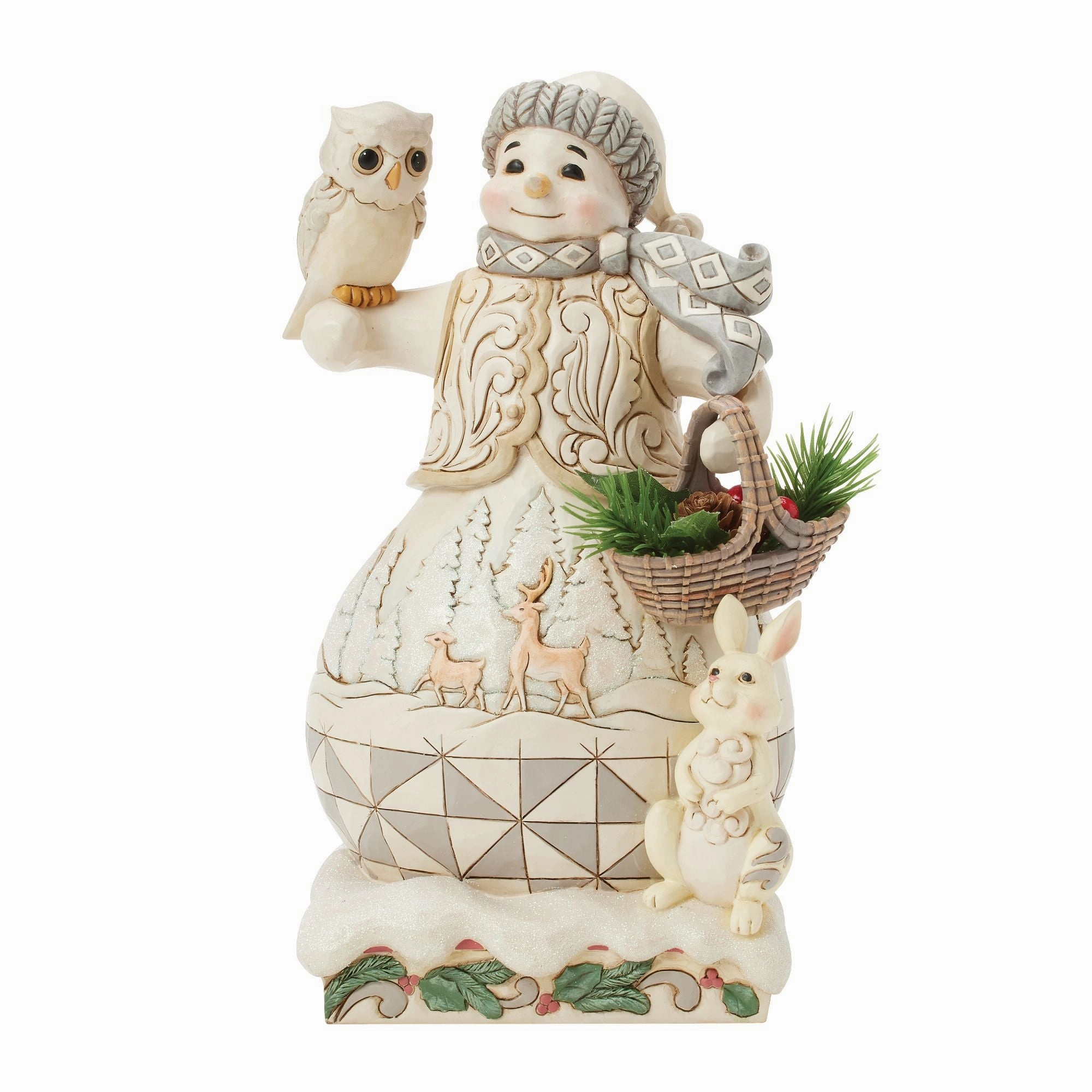 Wdlnd Snowman With Basket Fig figurines,decorative figurines,home accents