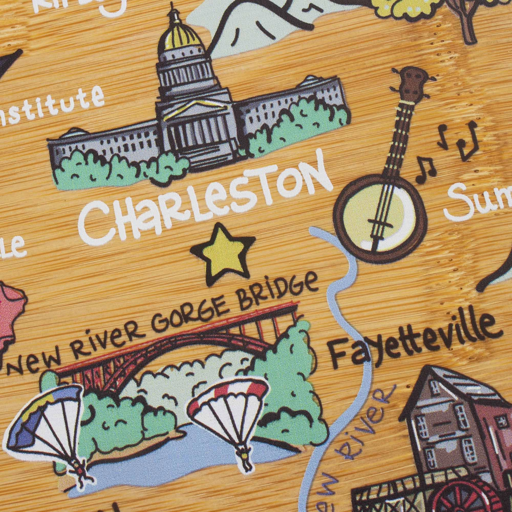 West Virginia Cutting Board with Artwork by Fish Kiss