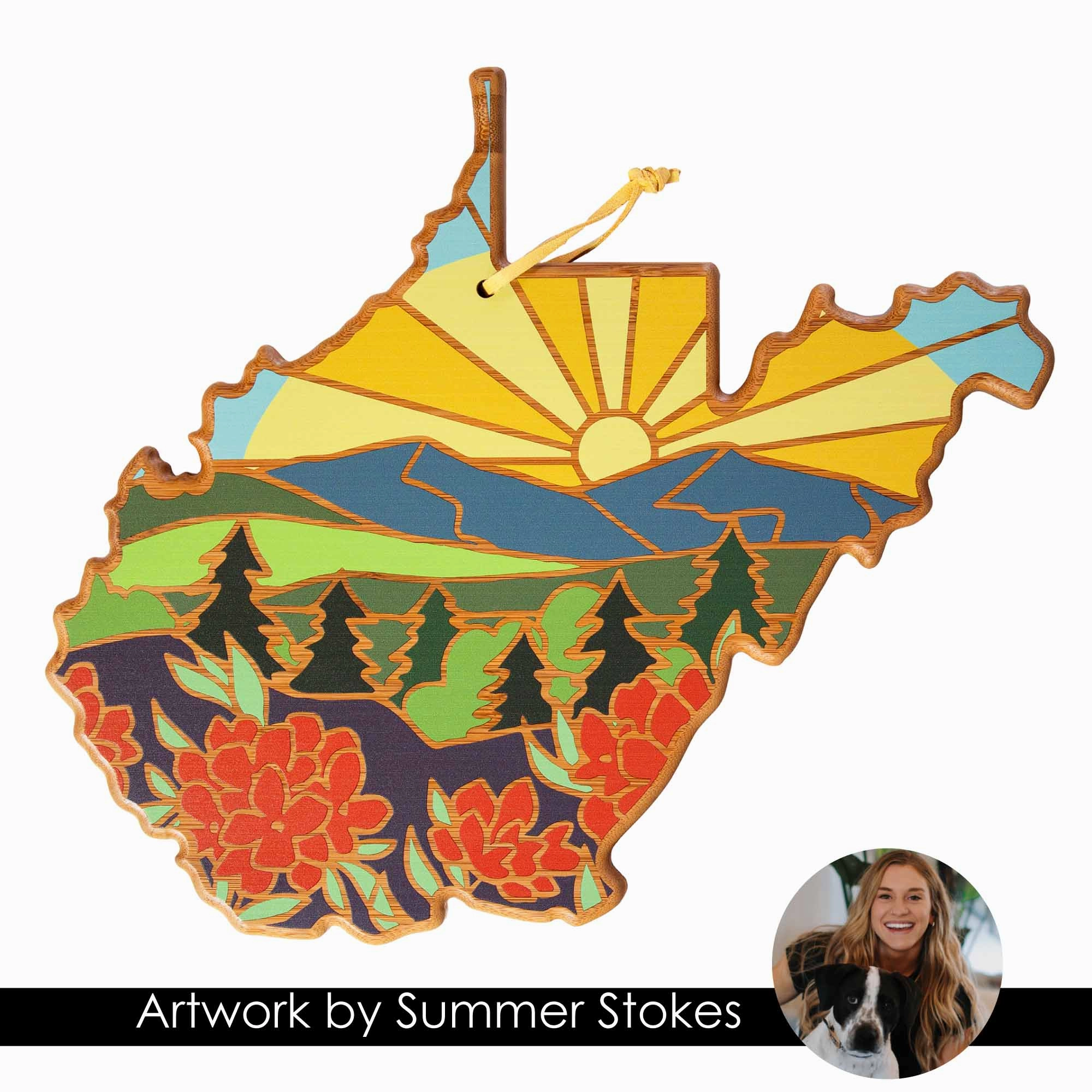 West Virginia Cutting Board with Artwork by Summer Stokes