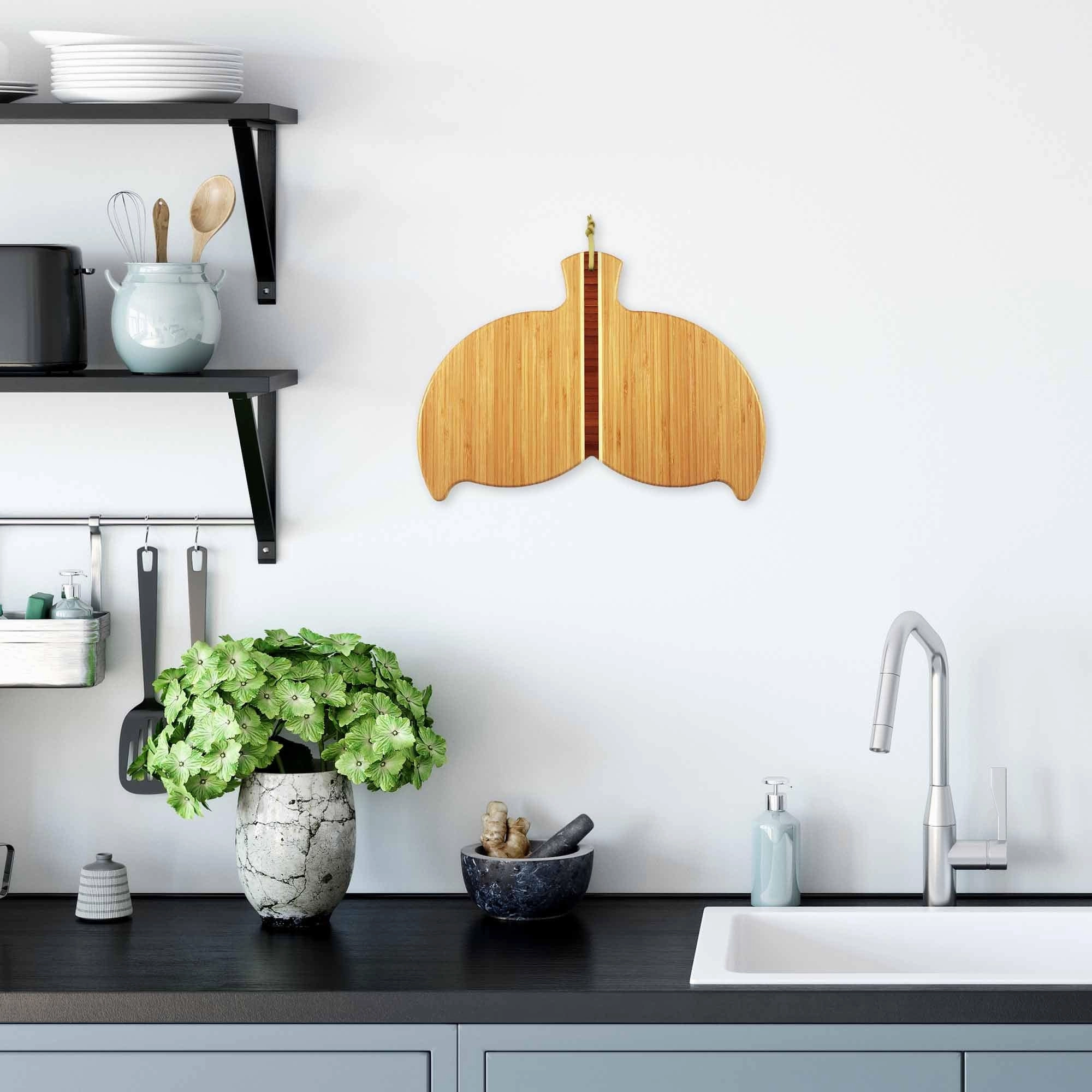 Whale Tail Shaped Cutting Board, 14-1/2" x 10-1/2"