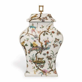 White & Gold Porcelain Chinoise Exotique Jar With Lid vase,flower vase,home decoration