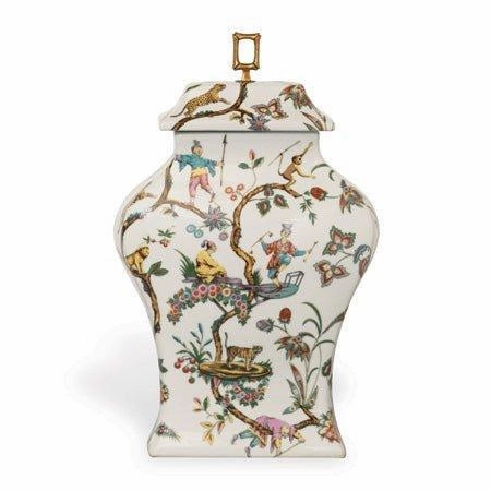 White & Gold Porcelain Chinoise Exotique Jar With Lid vase,flower vase,home decoration