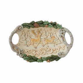 White Woodland Decorative Tray figurines,decorative figurines,home accents