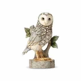 White Woodland Owl on Branch figurines,decorative figurines,home accents