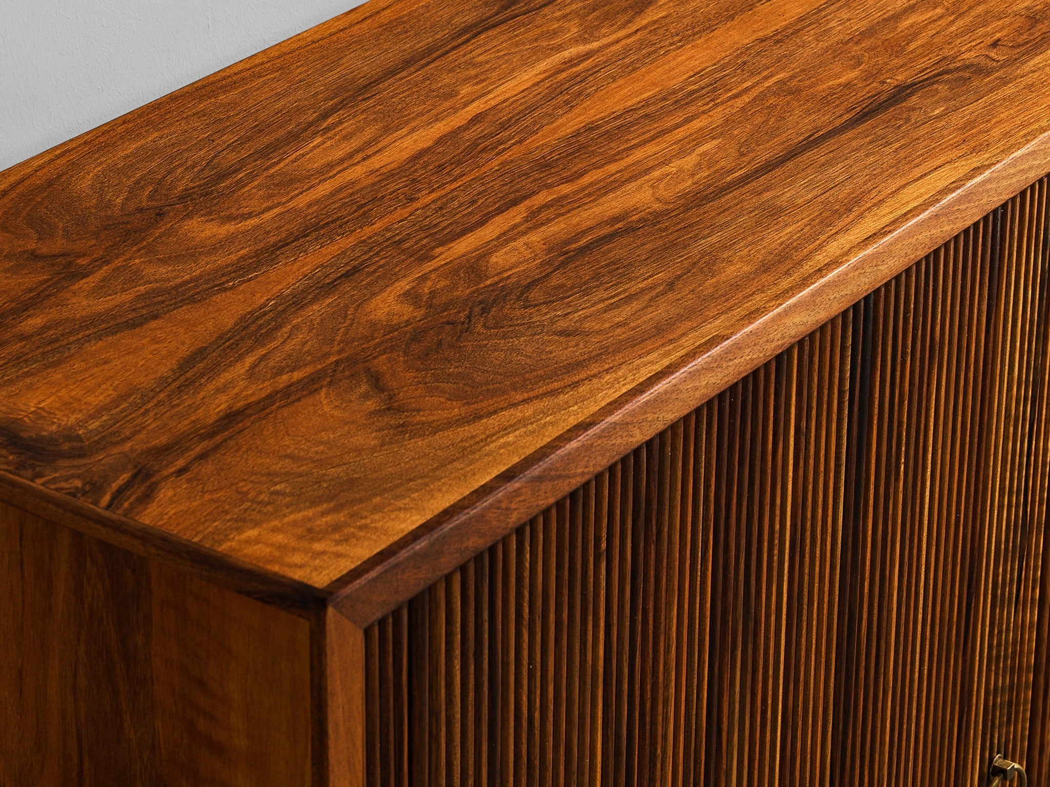 William Watting High Cabinet in Walnut with Elegant Tambour Doors