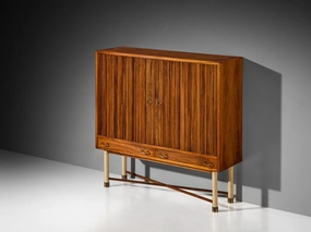 William Watting High Cabinet in Walnut with Elegant Tambour Doors storage cabinet,organizer,furniture storage