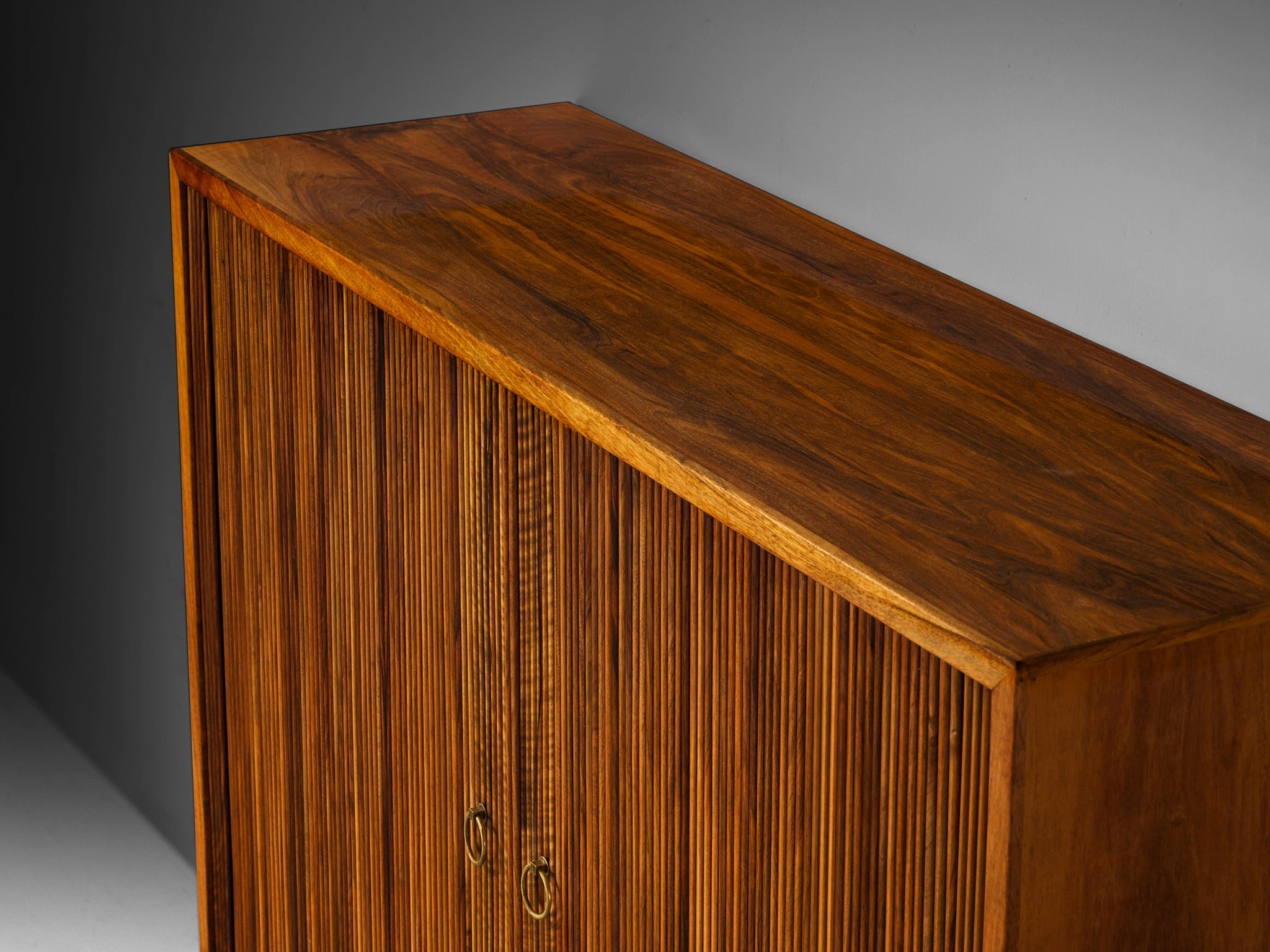 William Watting High Cabinet in Walnut with Elegant Tambour Doors