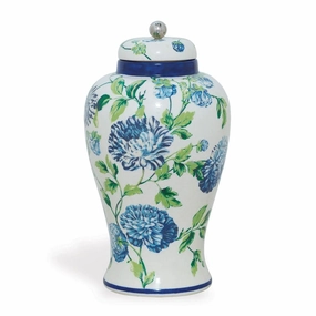 Williamsburg Collection Blue, Green and White Floral Ginger Jar vase,flower vase,home decoration