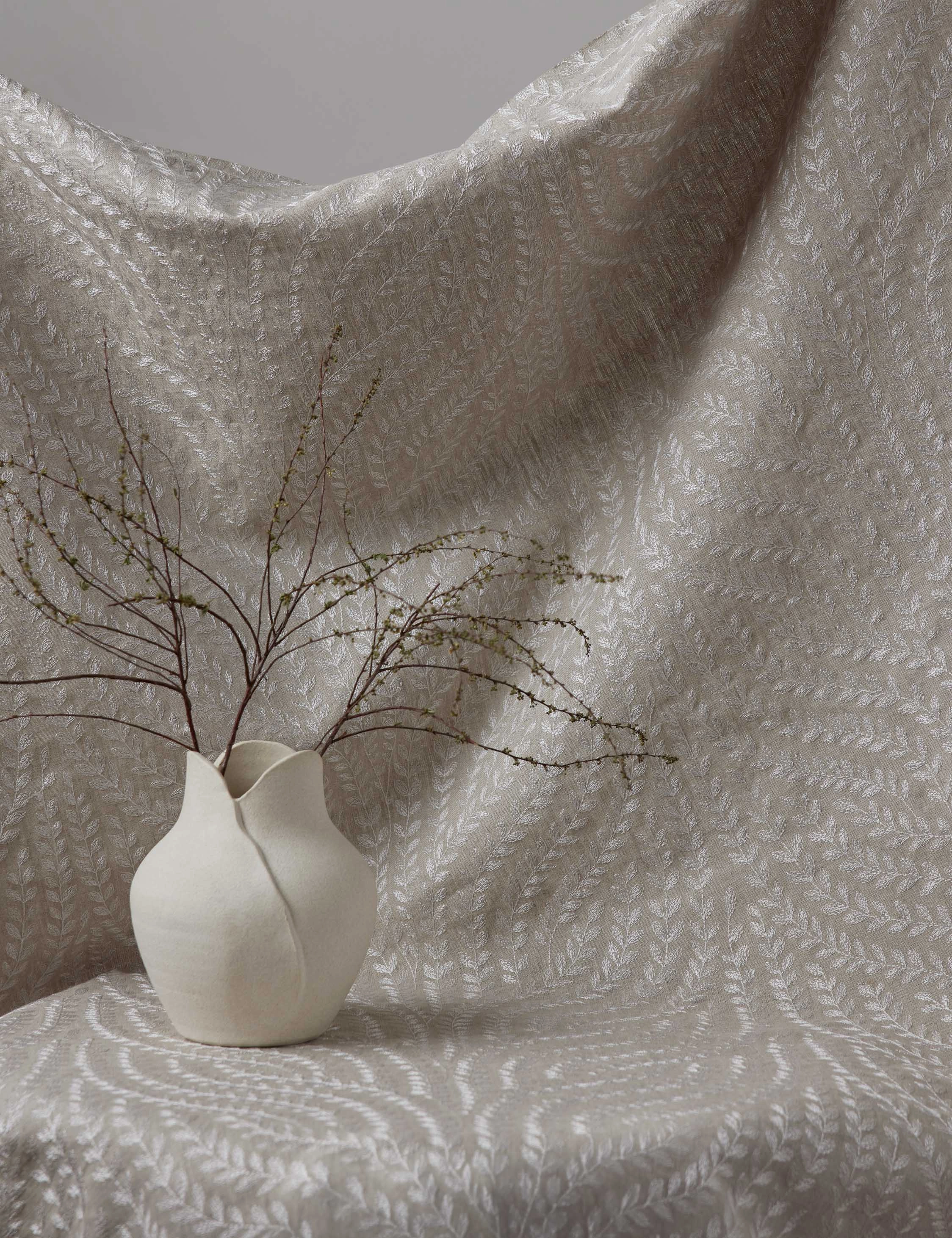 Willow Vine Embroidery Linen Fabric by Scalamandr home decor,home accents,interior accessories