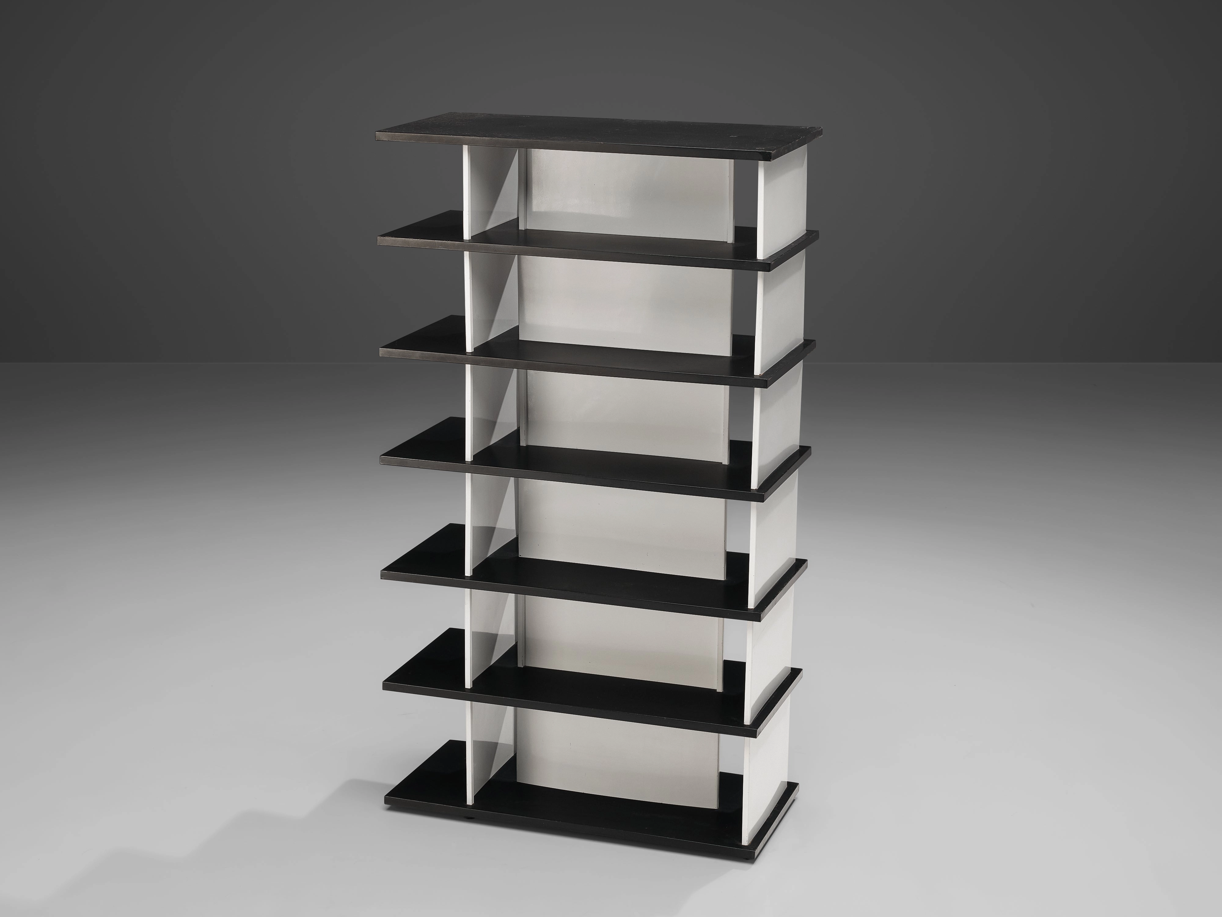 Wim Rietveld Free-Standing Bookcase in Black and White Metal