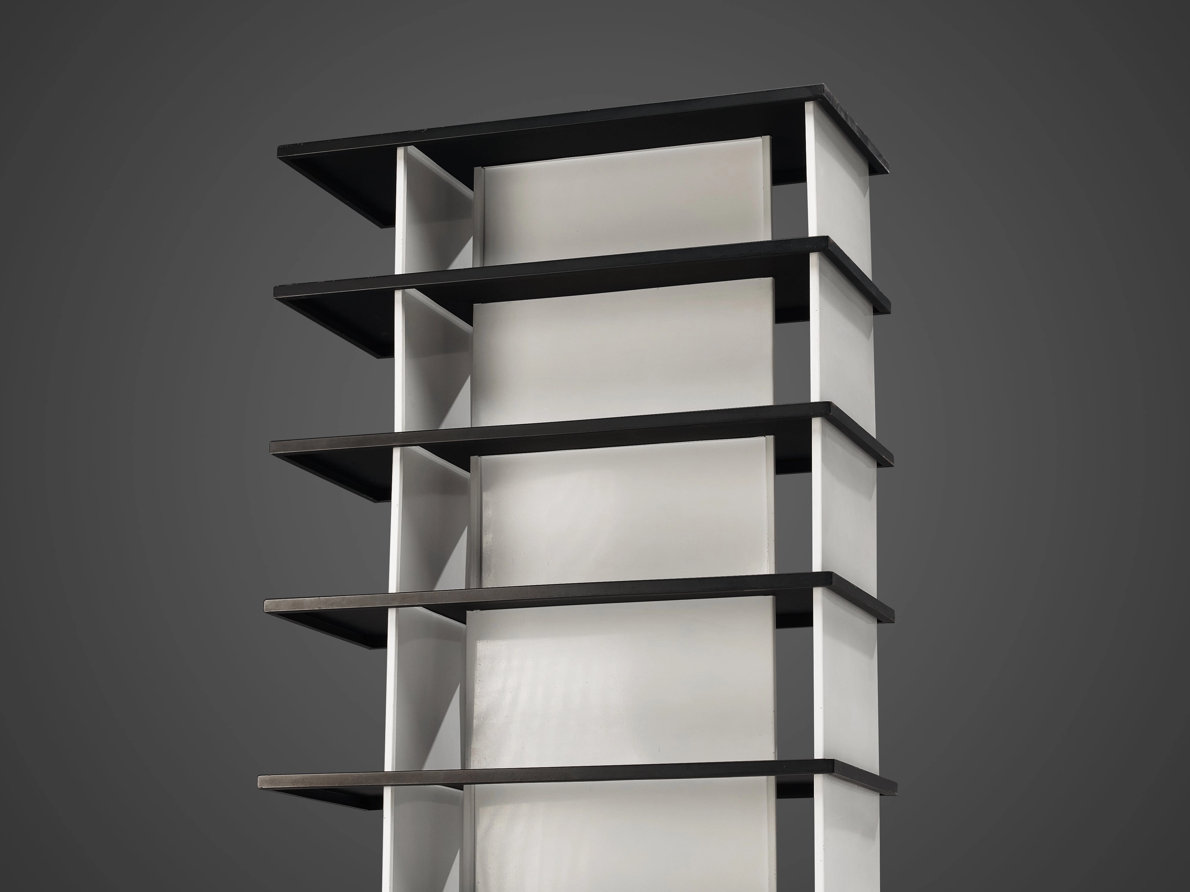 Wim Rietveld Free-Standing Bookcase in Black and White Metal