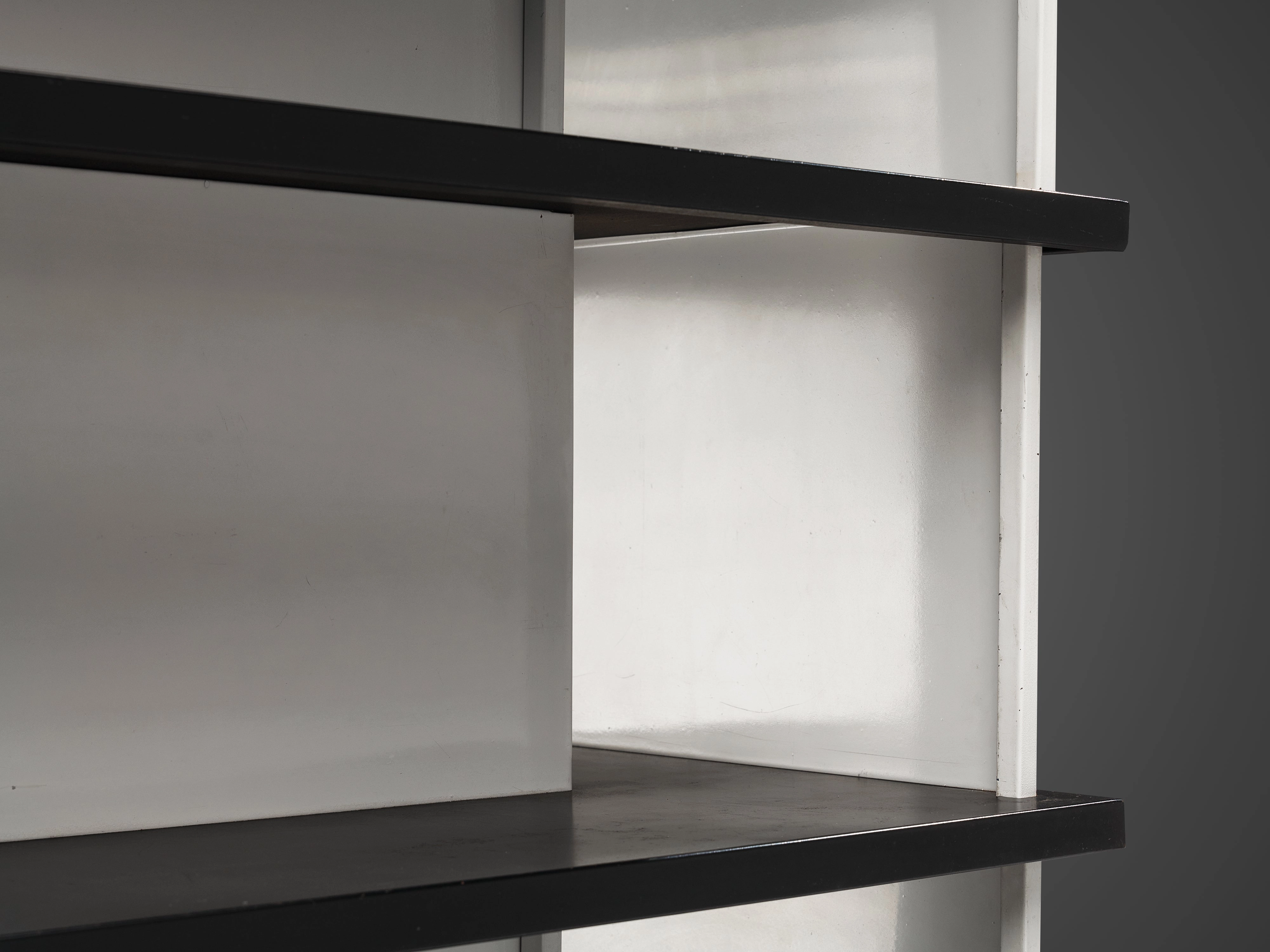 Wim Rietveld Free-Standing Bookcase in Black and White Metal