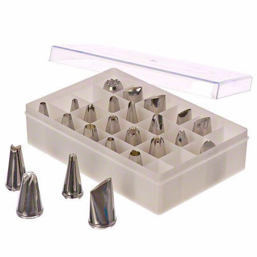 Winco CDT-24 Economy Cake Decorating Tube Set, 24/Pack